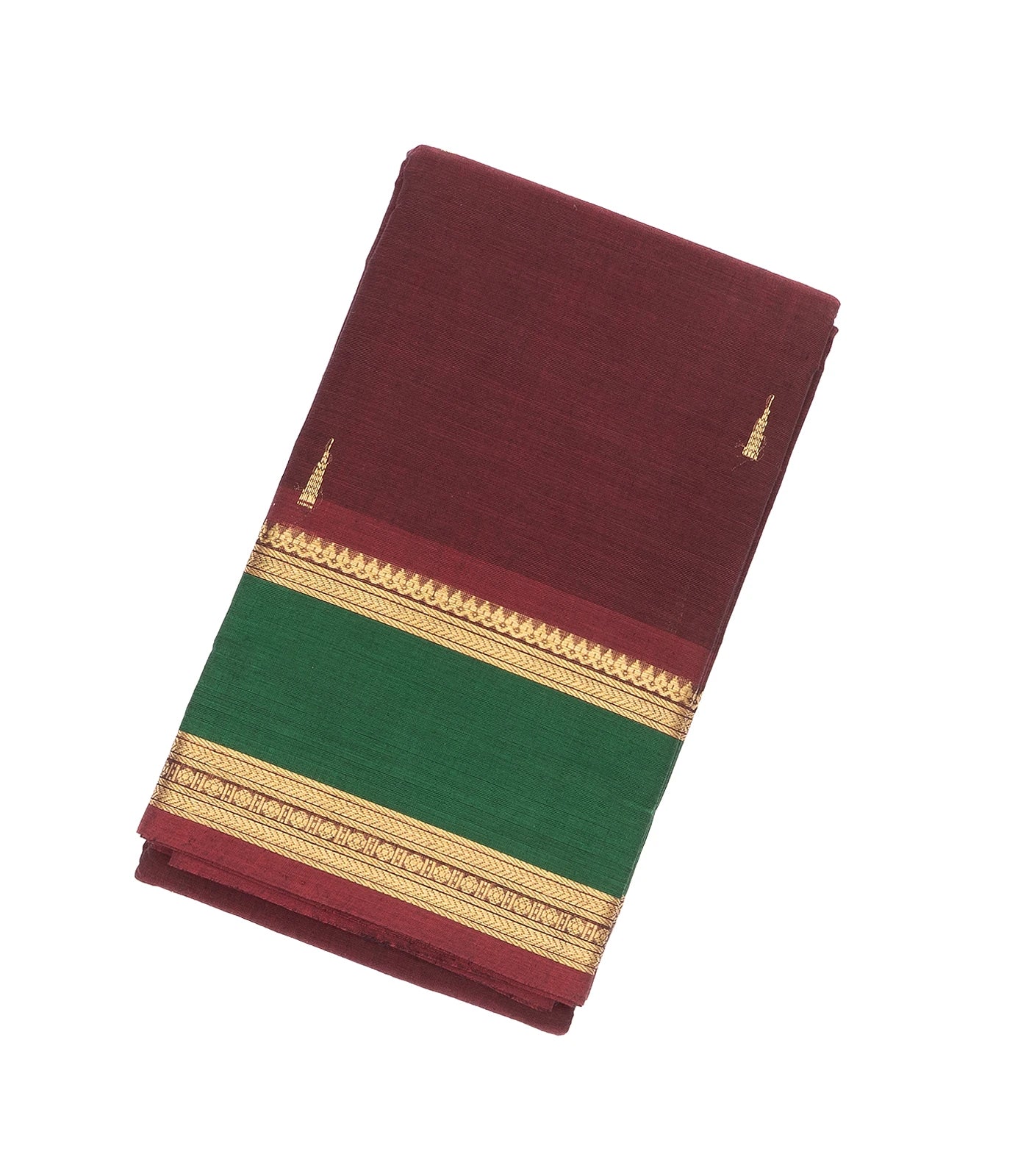 RmKV Maroon Handloom Kanchi Cotton Saree With Tree Buttas