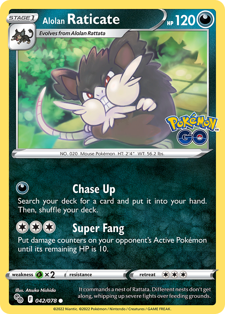 Common pgo-042 reverse – Pokémon Alolan Raticate - 042/078 - Common [pgo-042] [Reverse Holo] - Alolan Raticate - 042/078 - Common