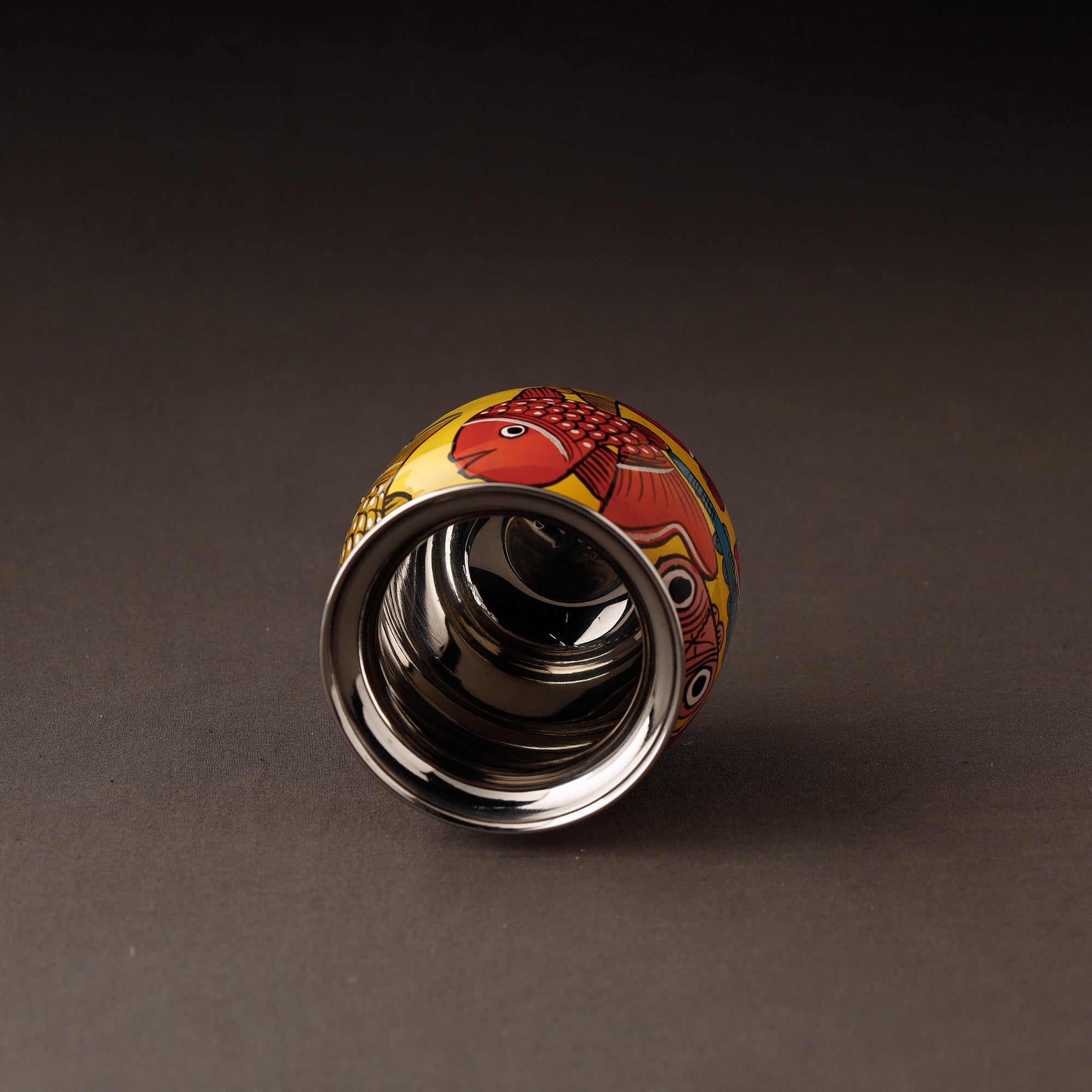AAYAAS Bengal Patua Handpainted Stainless Steel Lota / Kalash / Container - view 2