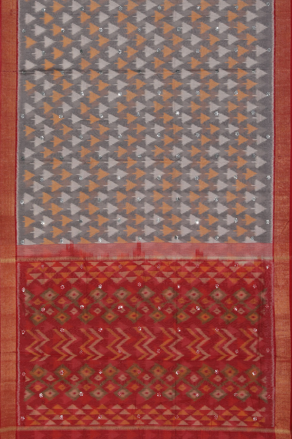 Kalanjali Ikat Cotton-Silk Grey Saree – Women's - view 3
