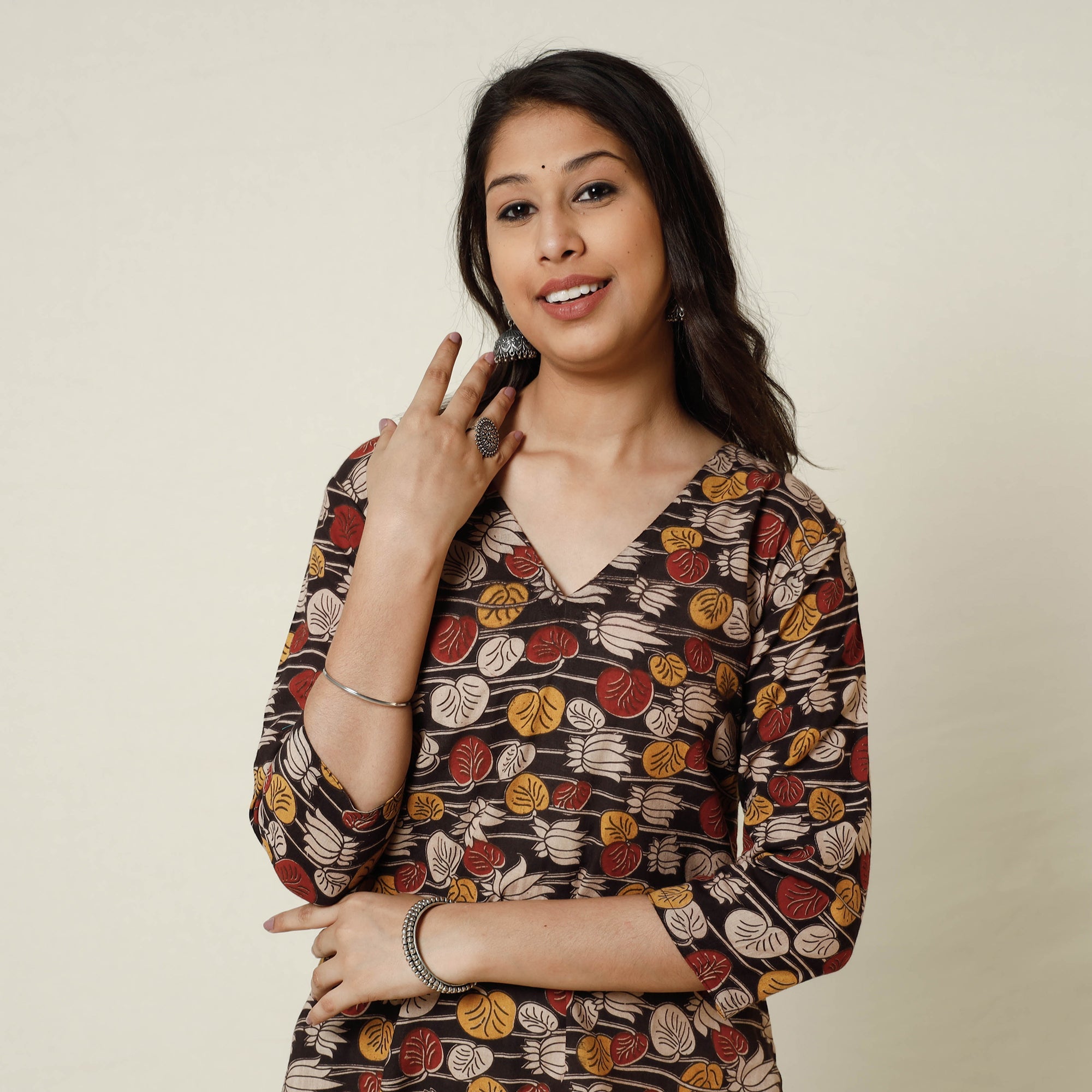 ITOKRI CASUALS Brown - Kalamkari Printed Cotton Long Kurta