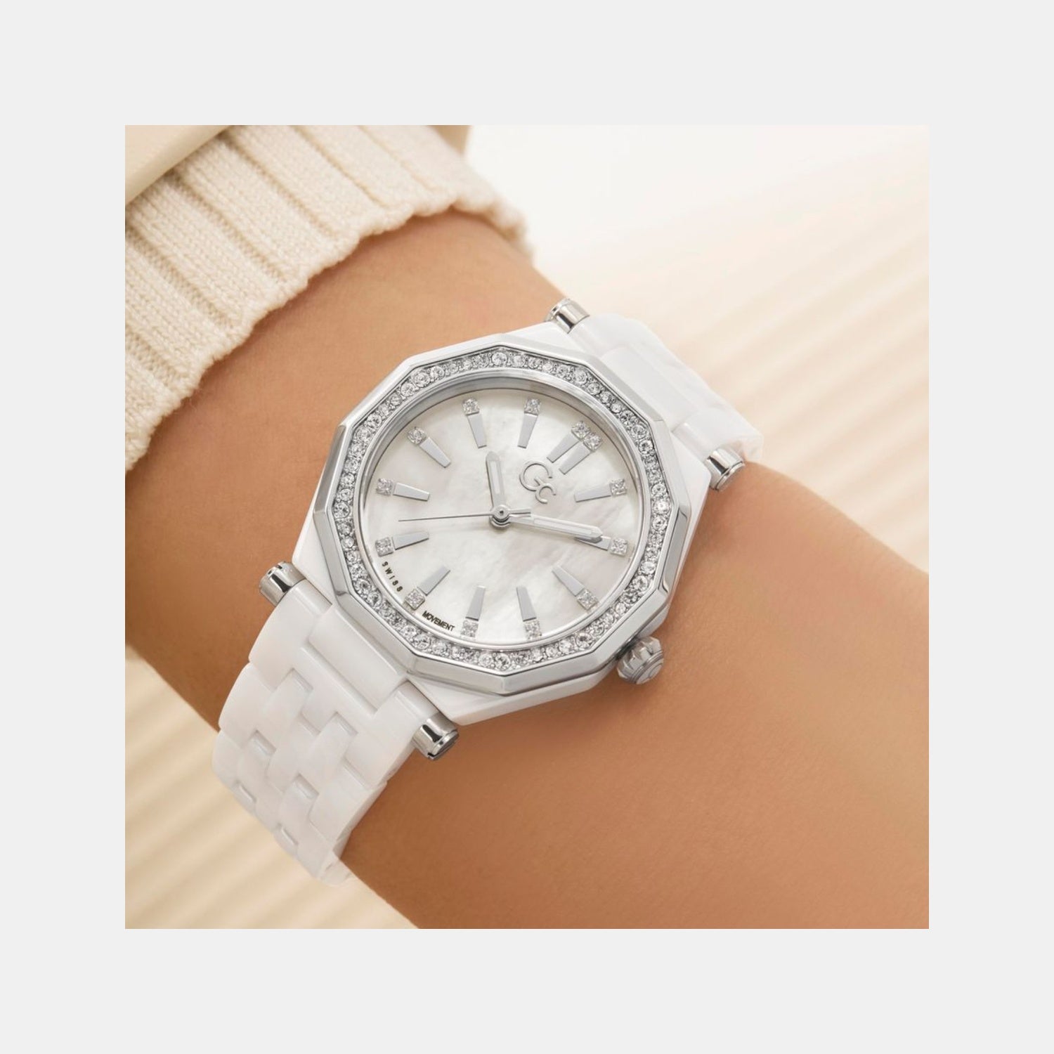Gc Gleam Women Quartz White Dial Multi-Function Ceramic Watch Z59003L1 - view 4