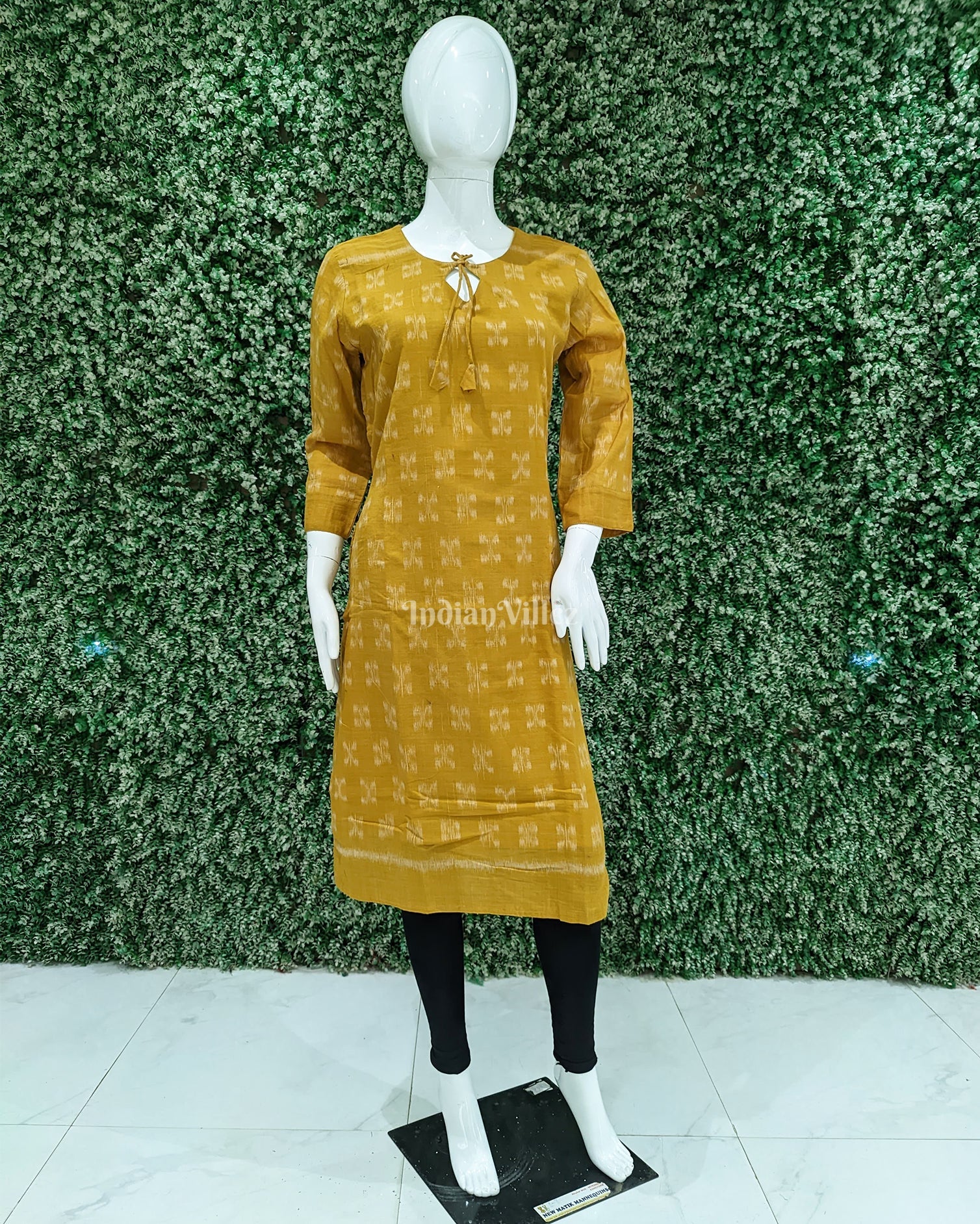 IndianVillèz Yellow Odisha Ikat Designer Cotton Kurti for Women