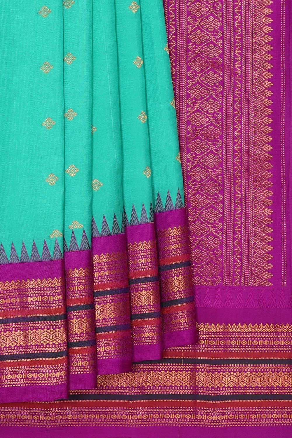 Kalanjali Gadwal Silk Sea Green Saree – Women's