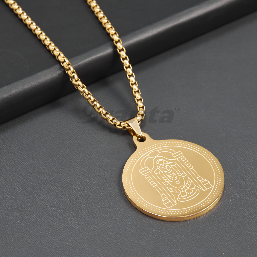 Branta Divine Tirupati Balaji Pendant Gold Stainless Steel Necklace Chain For Men (24 Inch) - view 2