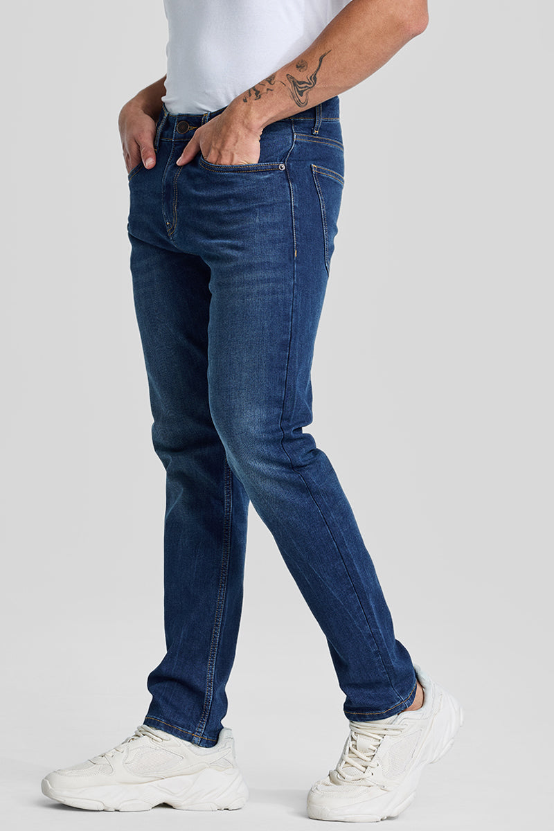 SNITCH Dark Blue Tapered Fit Jeans - view 5