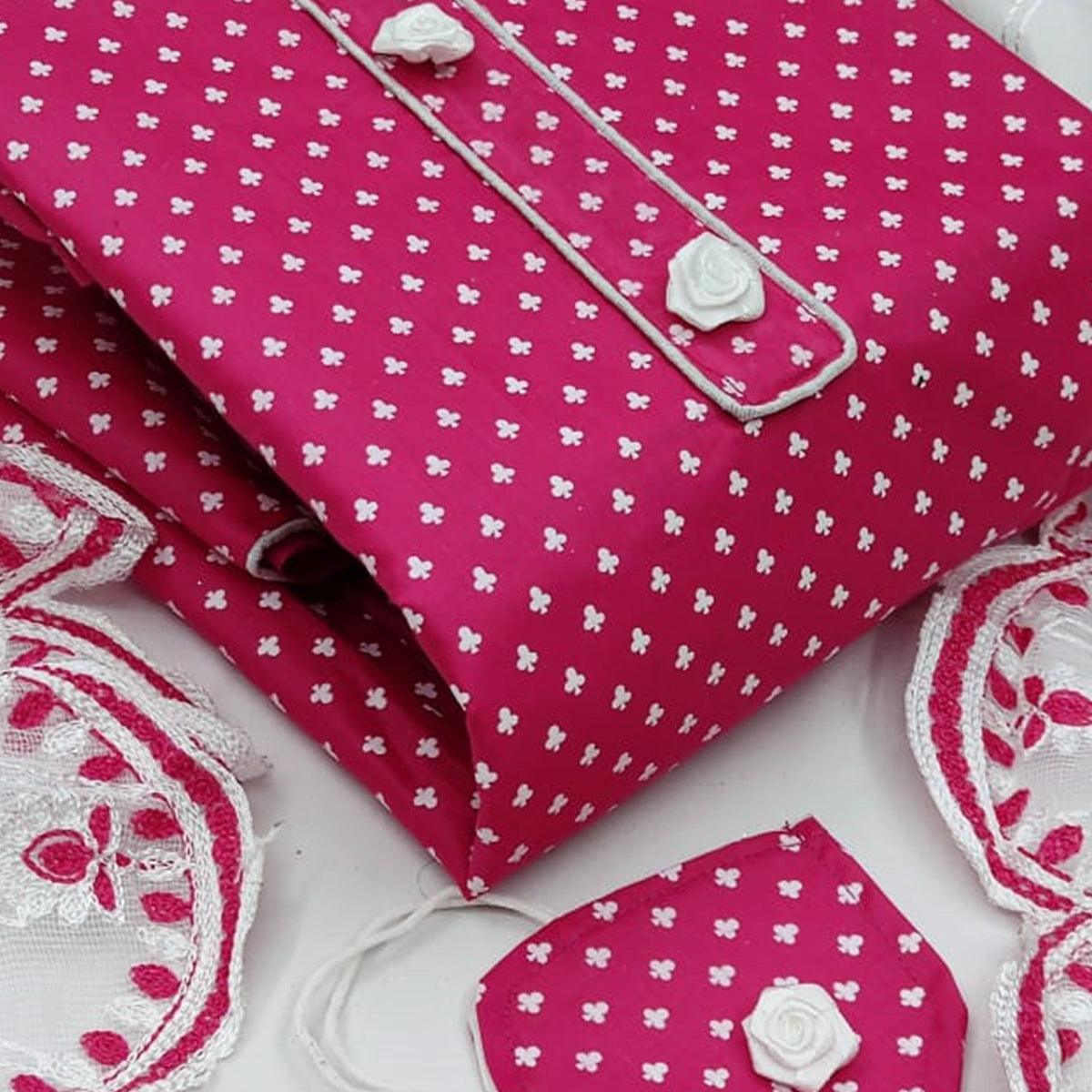 Peachmode Engrossing Pink Colored Casual Wear Printed Cotton Dress Material - view 3