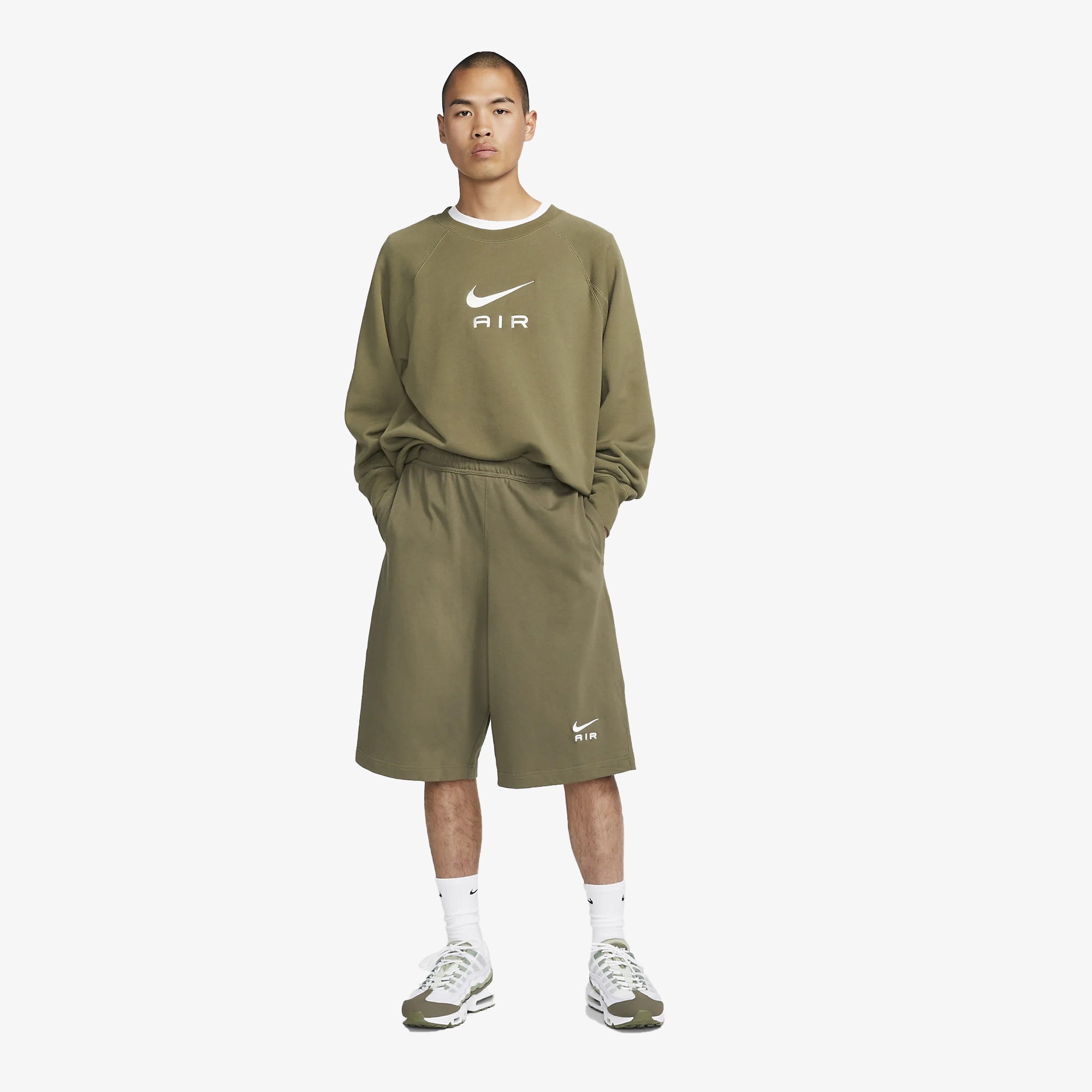 Nike | AIR OVERSIZED FLEECE SHORTS { MEDIUM OLIVE/PHANTOM