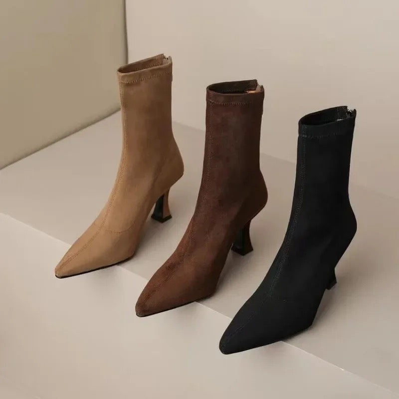 Alamode By Akanksha Meah Short Suede Statement Ankle Boots