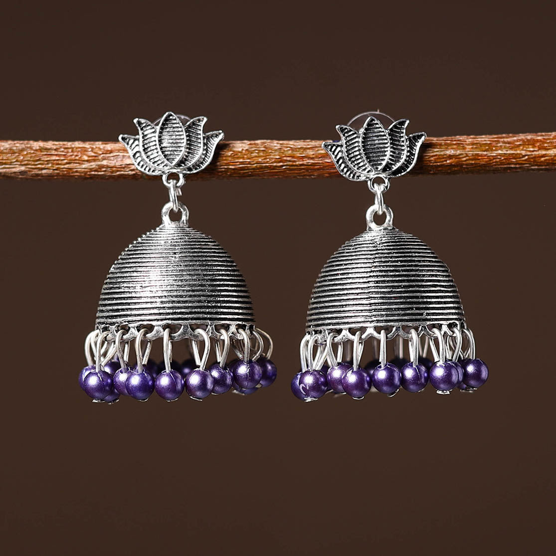 JALPARI Anaya Handcrafted GS Beaded Jhumki Earrings - view 2