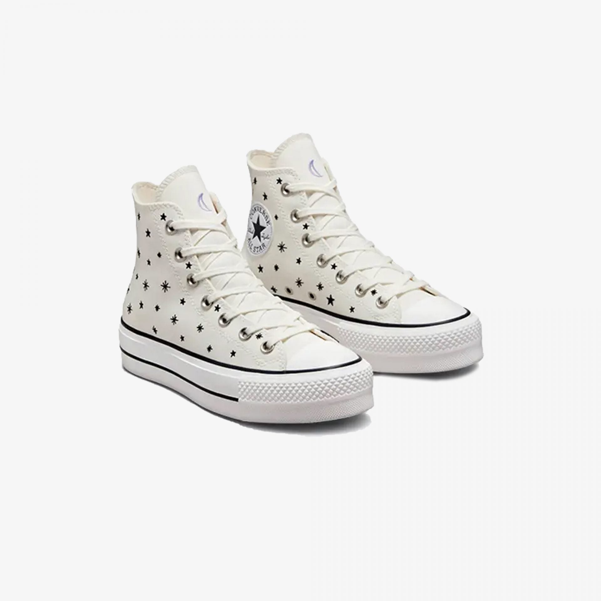 Converse | CHUCK TAYLOR ALL STAR LIFT PLATFORM EMBROIDERED STARS { EGRET/BLACK/MOONSTONE VIOLET