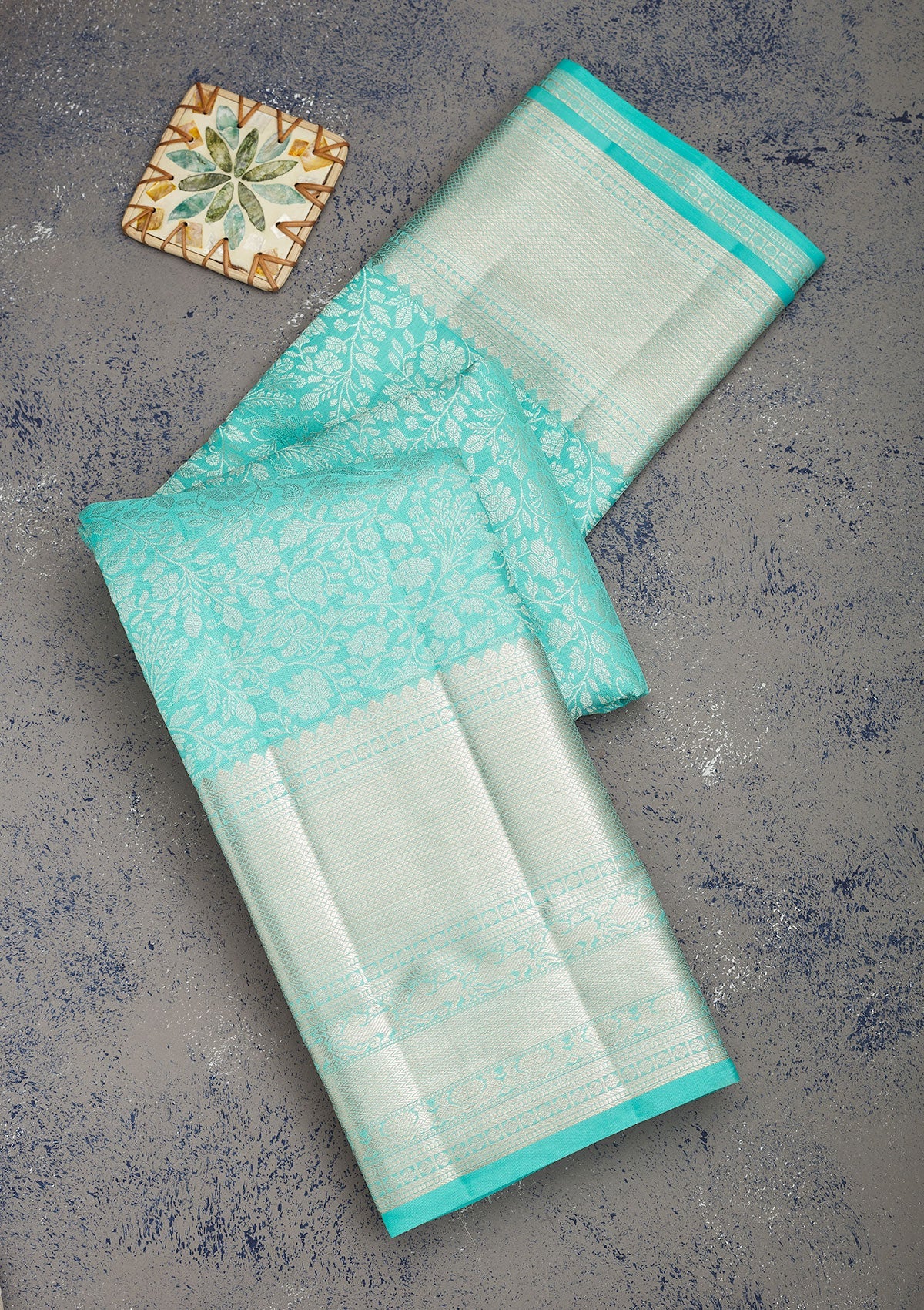 Koskii Sky Blue Zariwork Pure Silk Saree – Women's