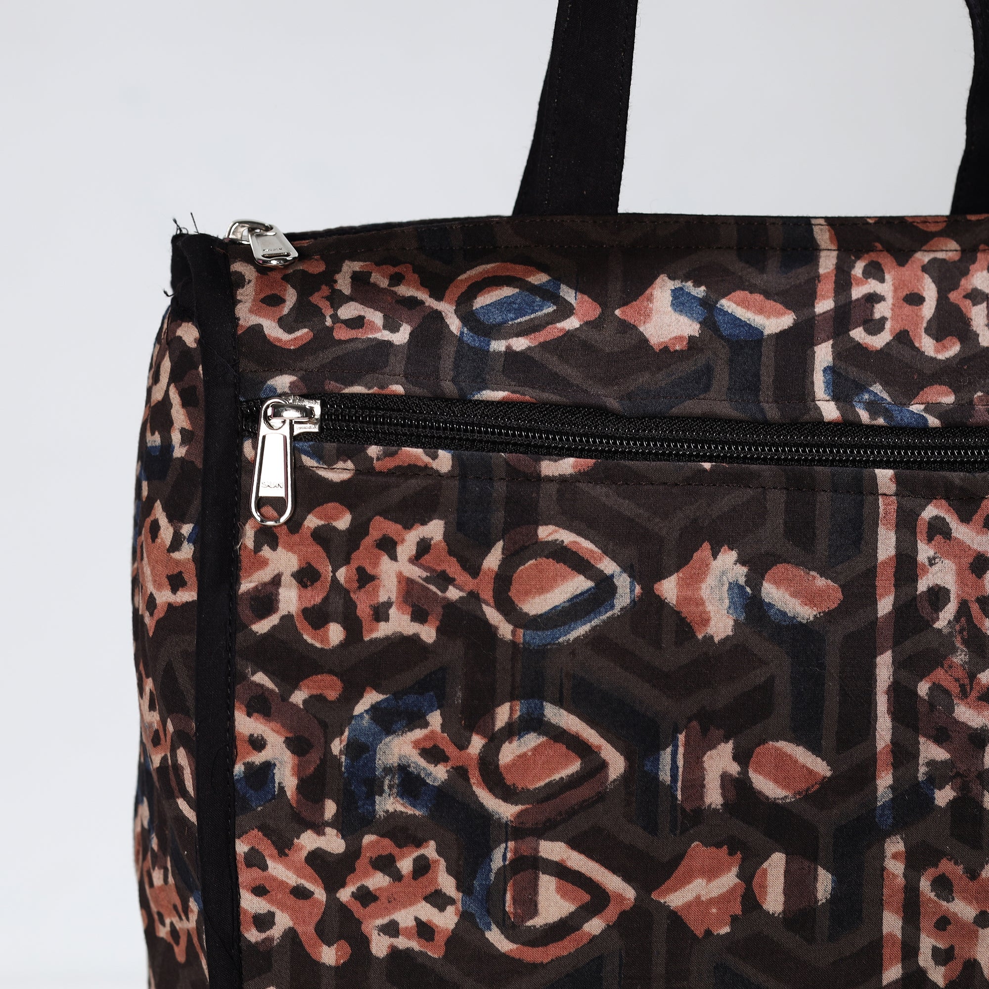 NOORI BAZAR Black - Handmade Bagru Block Printed Cotton Shopping Bag 21 - view 4