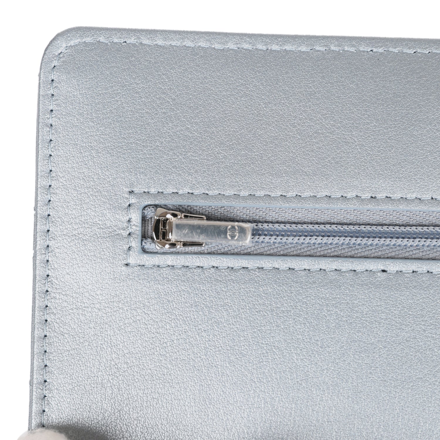 Cop Underdog Chanel Wallet On Chain WOC Silver Metallic Lambskin Silver Hardware - view 6