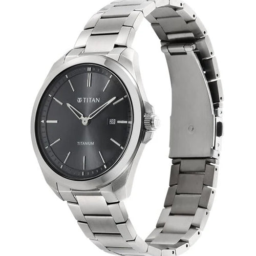 Titan Titanium Quartz Analog Black Dial Titanium Strap Watch for Men 32mm 90177TM03 - view 2