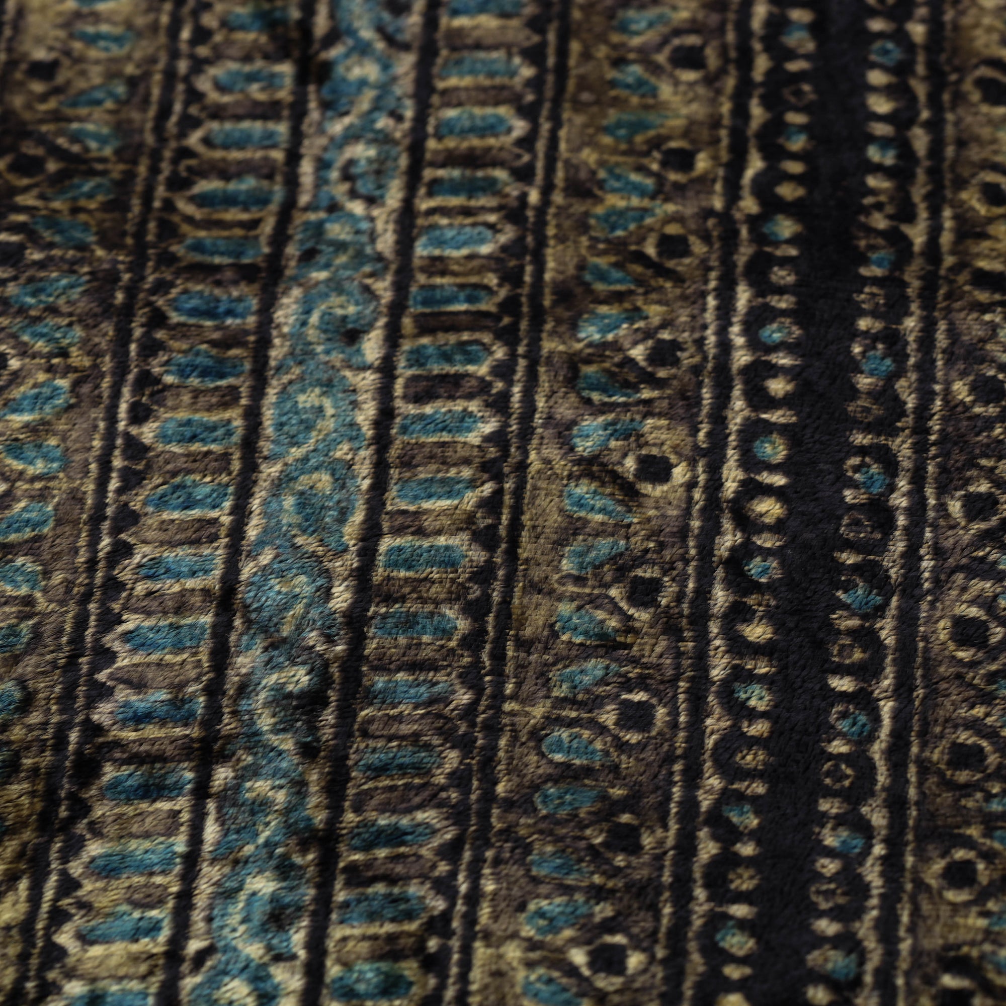 AJRAKH BY JABBAR KHATRI Brown - Block Printed Velvet Natural Dyed Ajrakh Fabric 03 - view 5