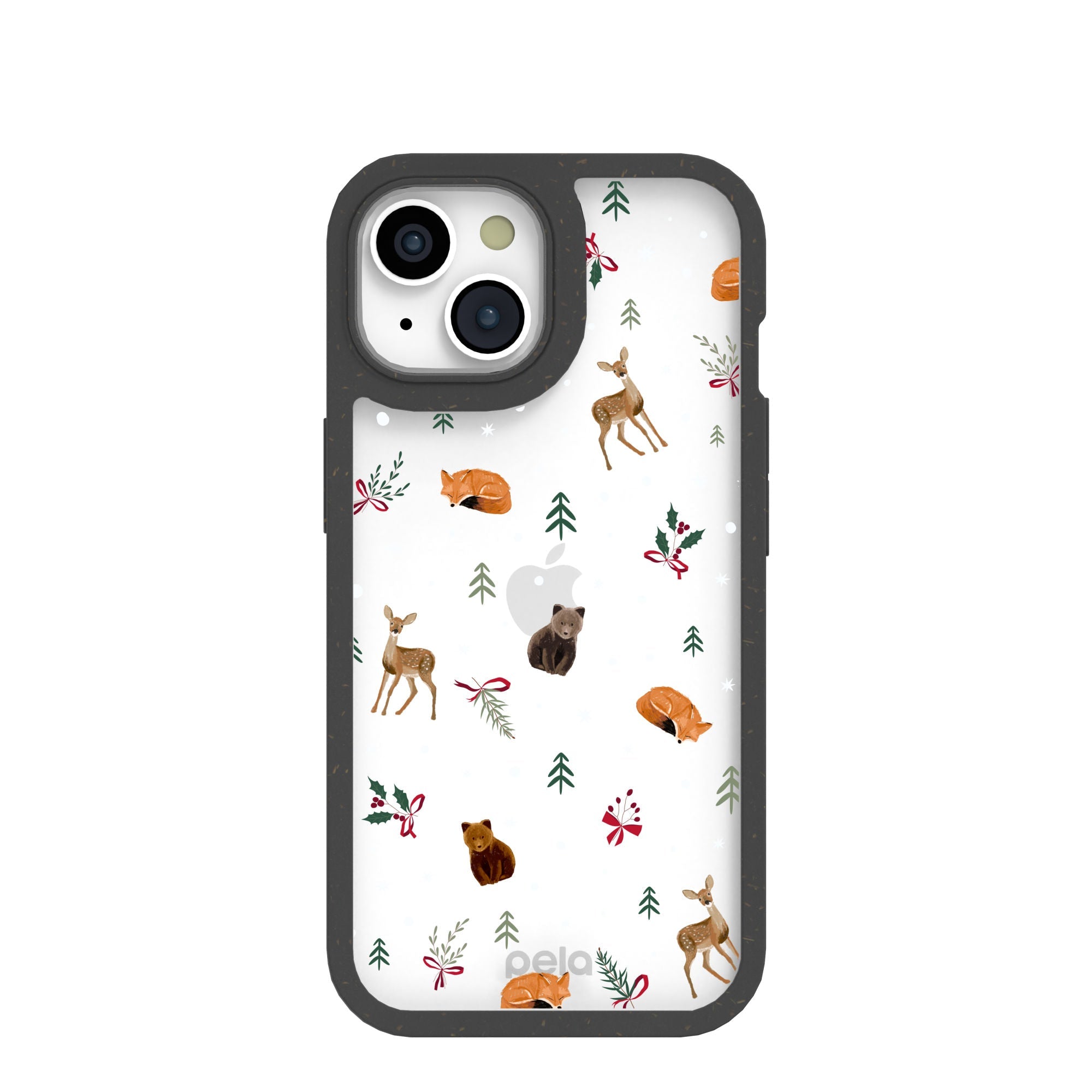 BlackTree Clear Winter Woodland iPhone 15 Case With Black Ridge
