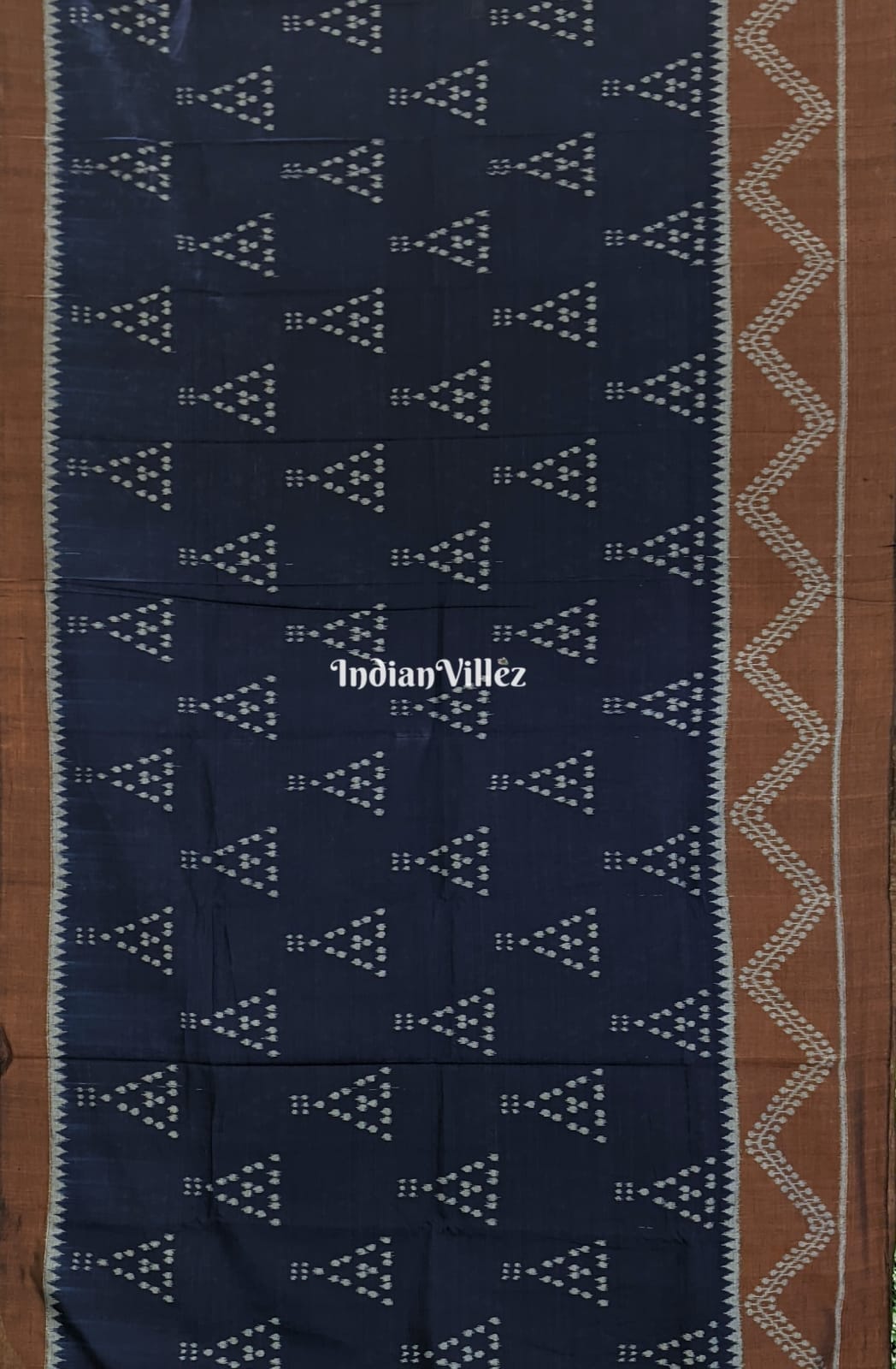 IndianVillèz Blue Jhoti Sambalpuri Ikat Cotton Saree with Blouse Piece - view 2