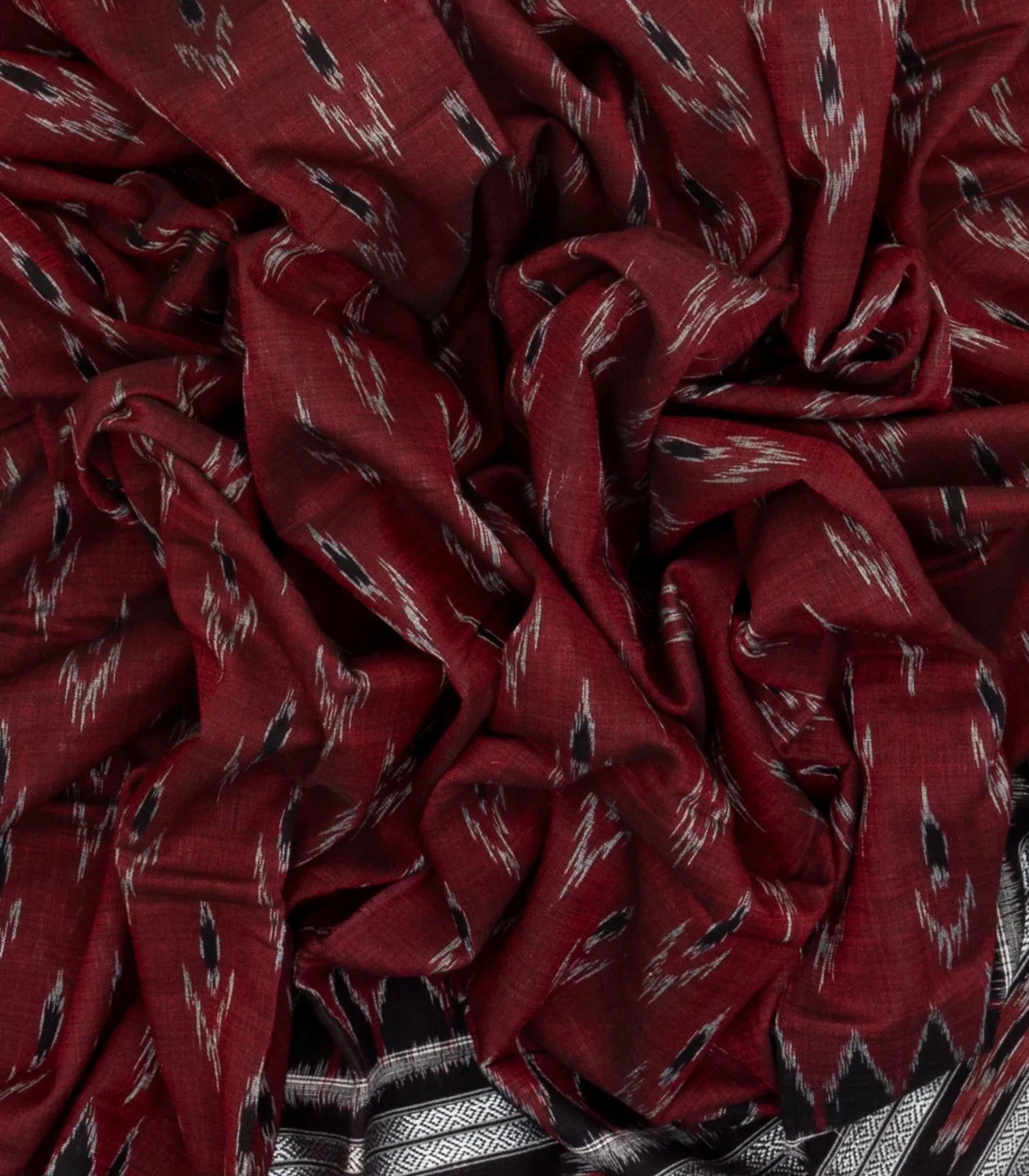 RmKV Maroon Handloom Orissa Cotton Saree With Black Border - view 3
