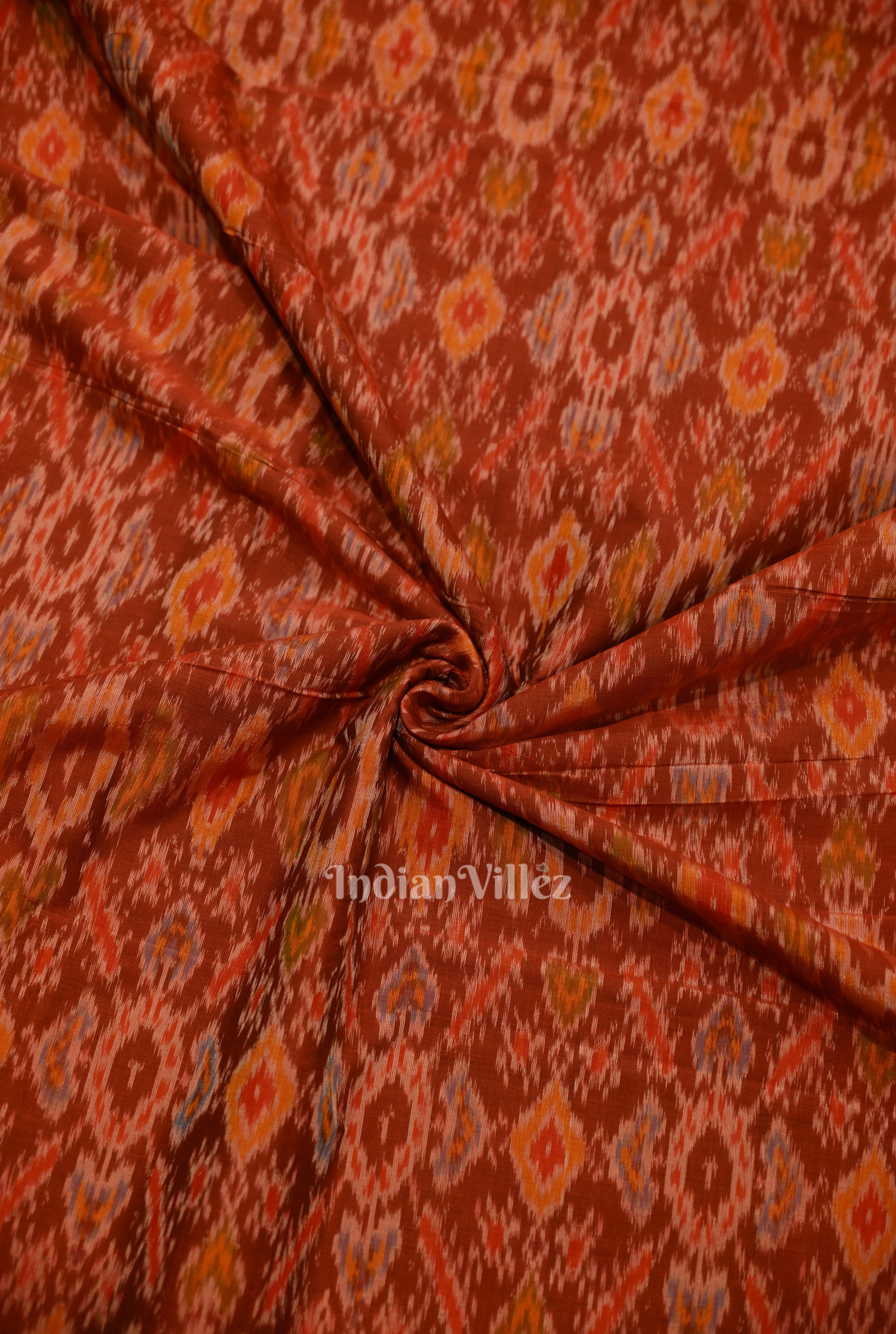 Cotton sico fabric – IndianVillèz Exclusive Maroon Pochampally Ikat Silk & Cotton (Sico) Fabric