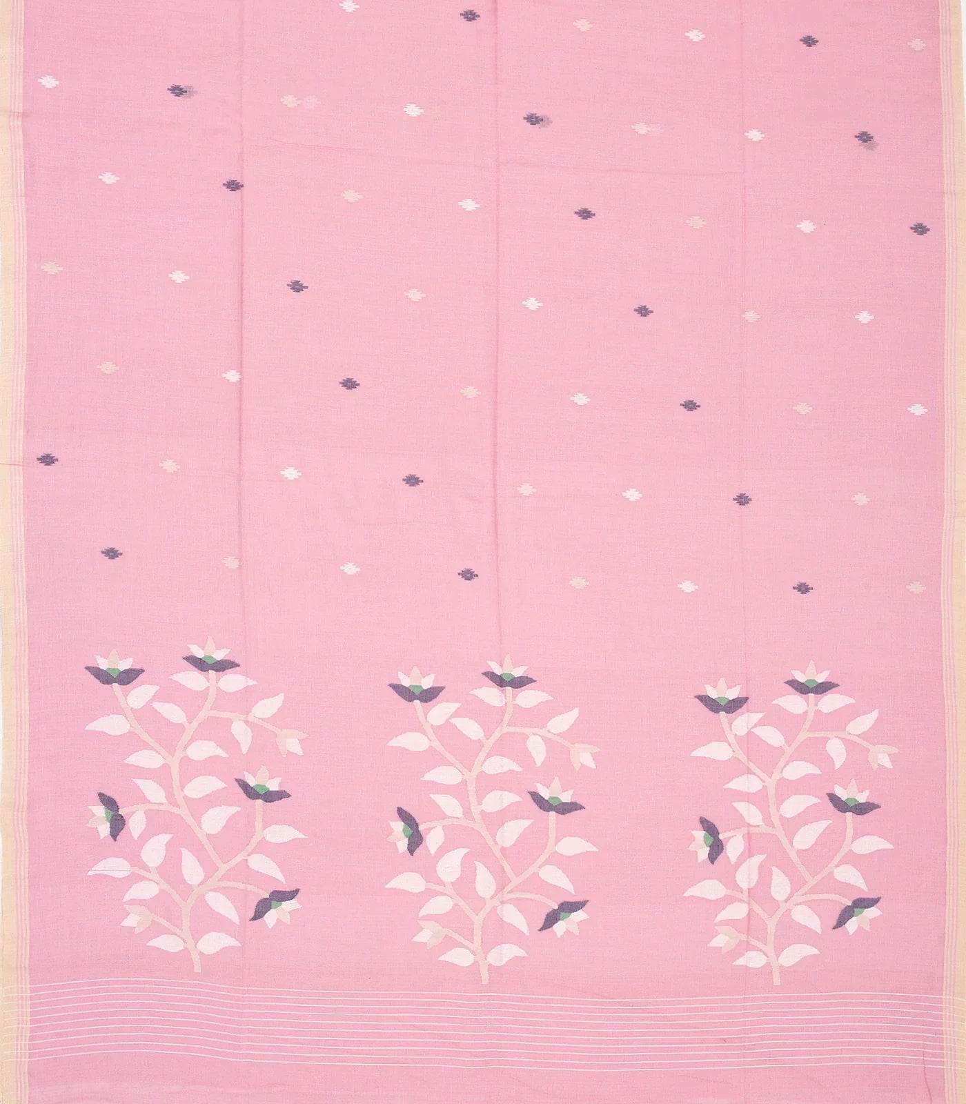 RmKV Baby Pink Handloom Bengal Cotton Saree With Buttas - view 2