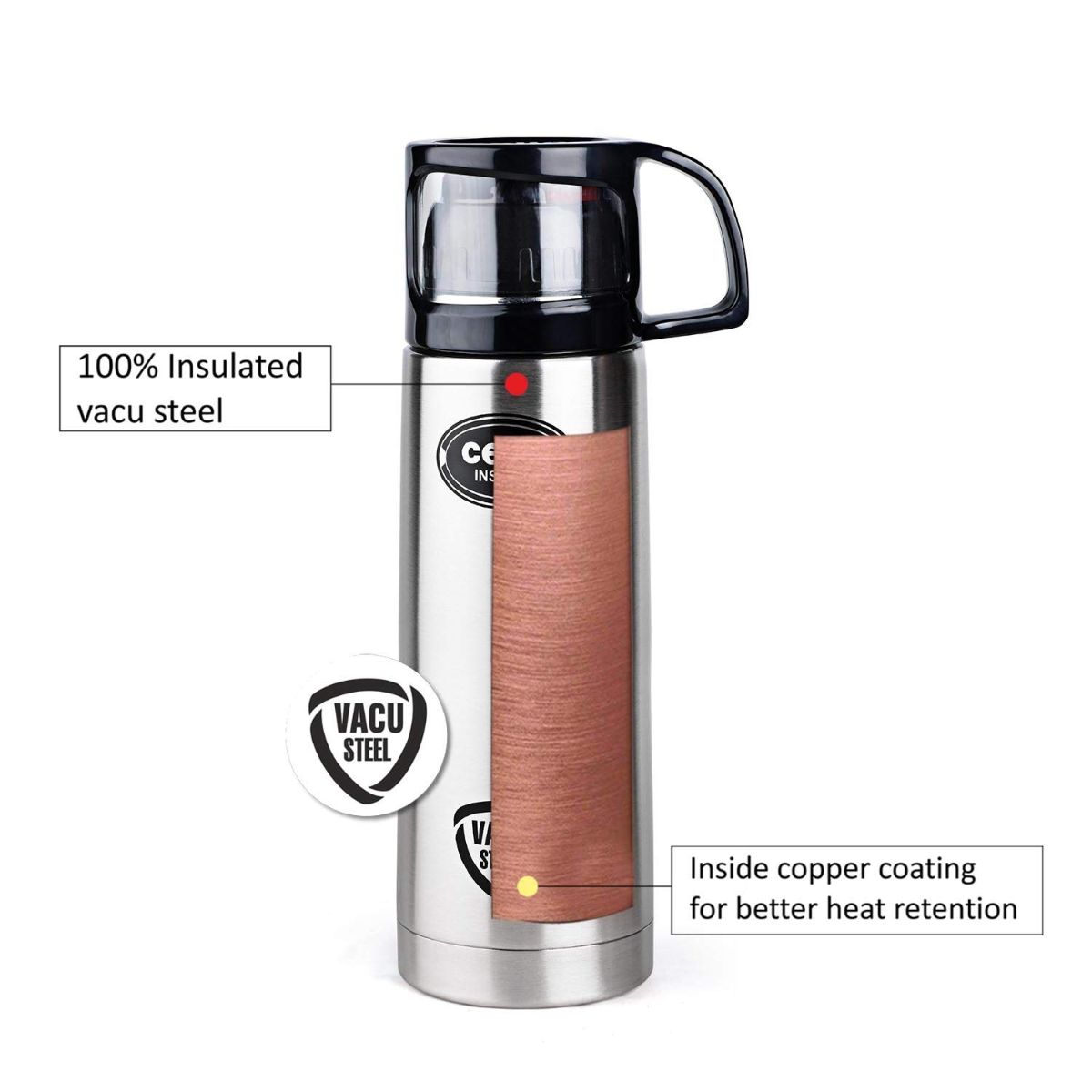 Cello Instyle Flask, Vacusteel Water Bottle, 500ml - view 5