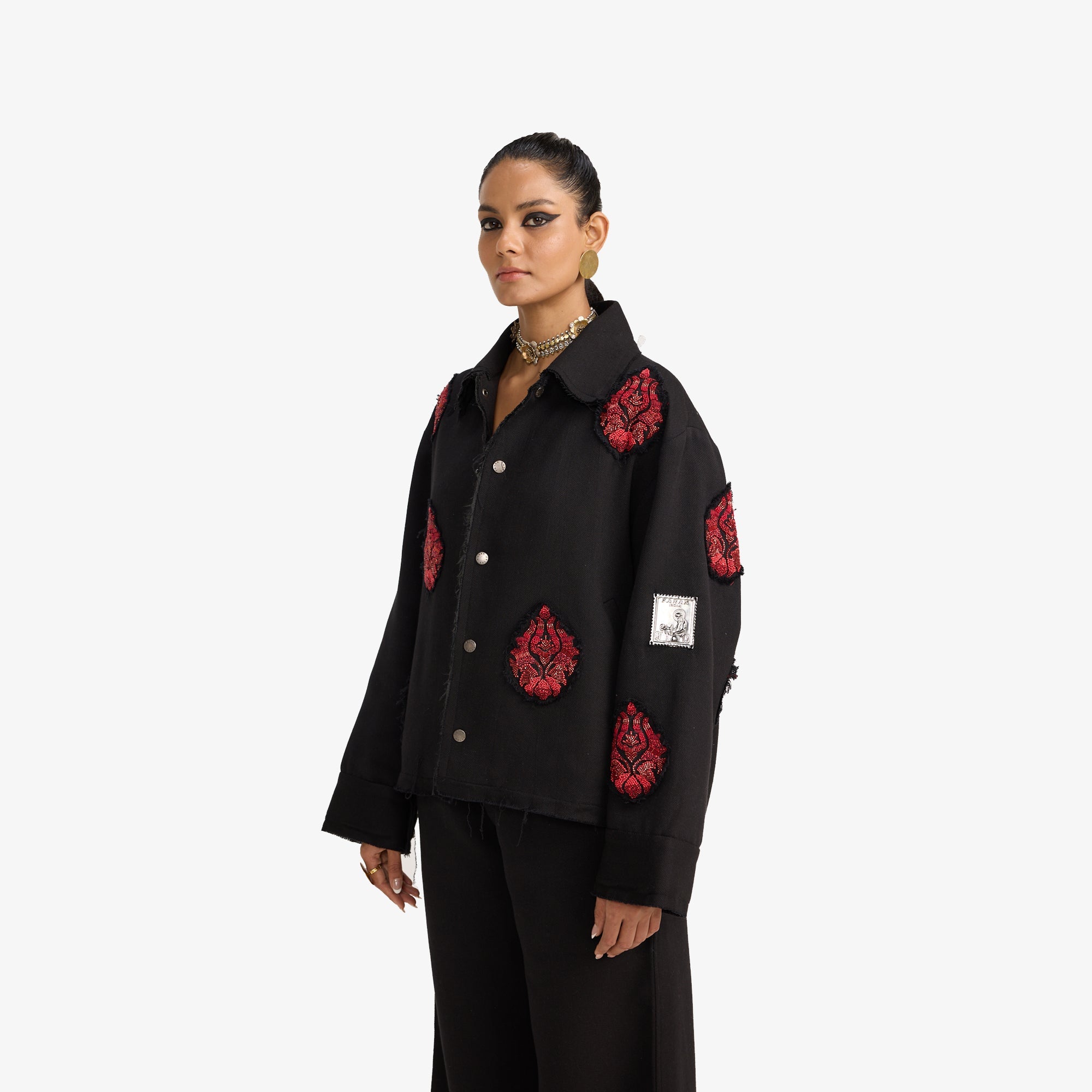 F A R A K | Hand Embriodered Jacket { Black/black - view 4