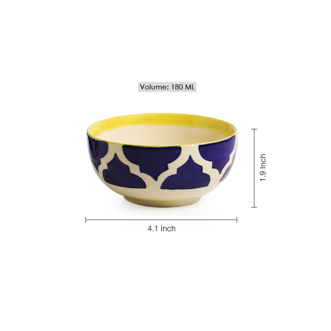 EXCLUSIVELANE Blue - 'Four Mediterranean Bowls' Handpainted Serving Bowls In Ceramic (Set Of 4) - view 5