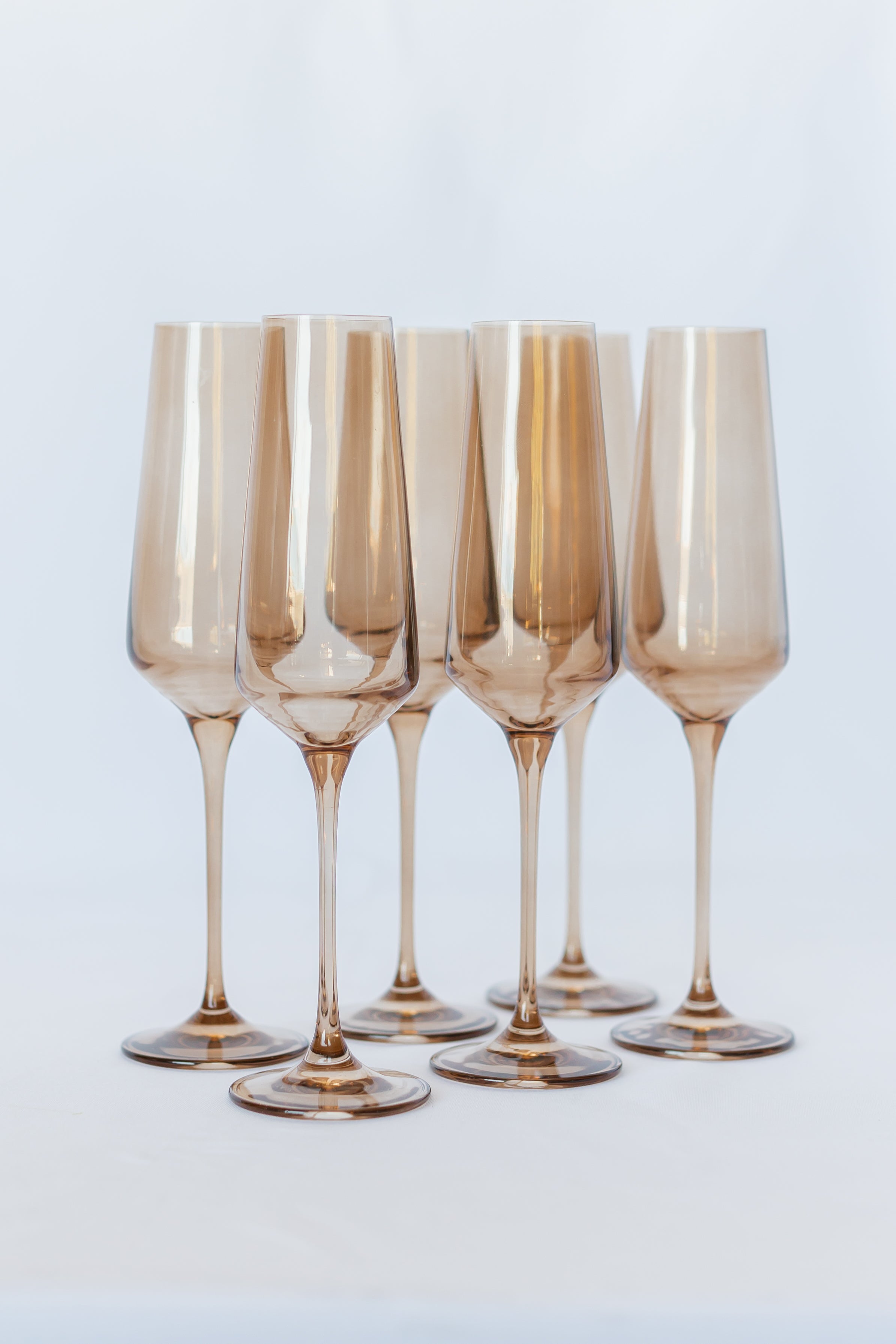 Estelle Colored Glass Estelle Colored Champagne Flute - Set of 6 {Mocha Mousse (Our Amber Smoke)}