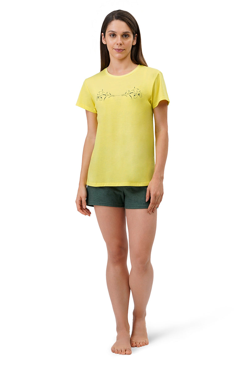 Amante Cotton Blend Sleep T-shirt - Limelight - view 5