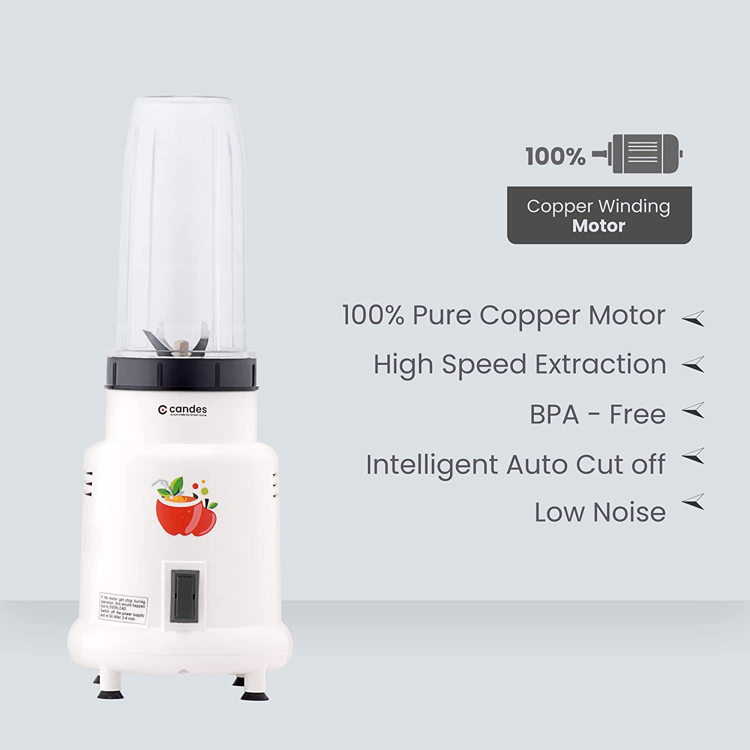 Candes Hector Nutri Blender Complete Kitchen Machine with 2 Unbreakable Jars, 400W (White) - view 5