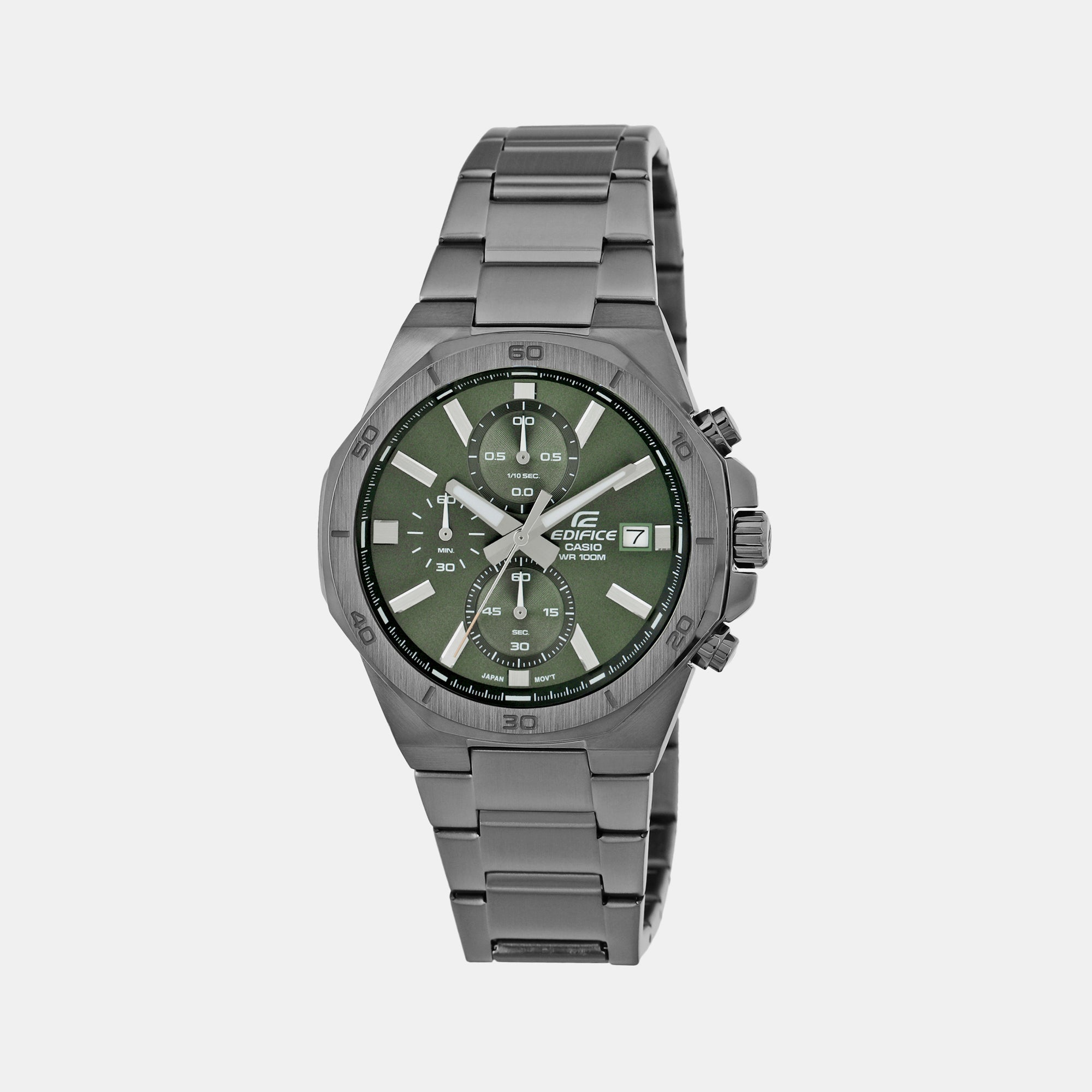 Casio Edifice Men Quartz Green Dial Chronograph Stainless Steel Watch ED586