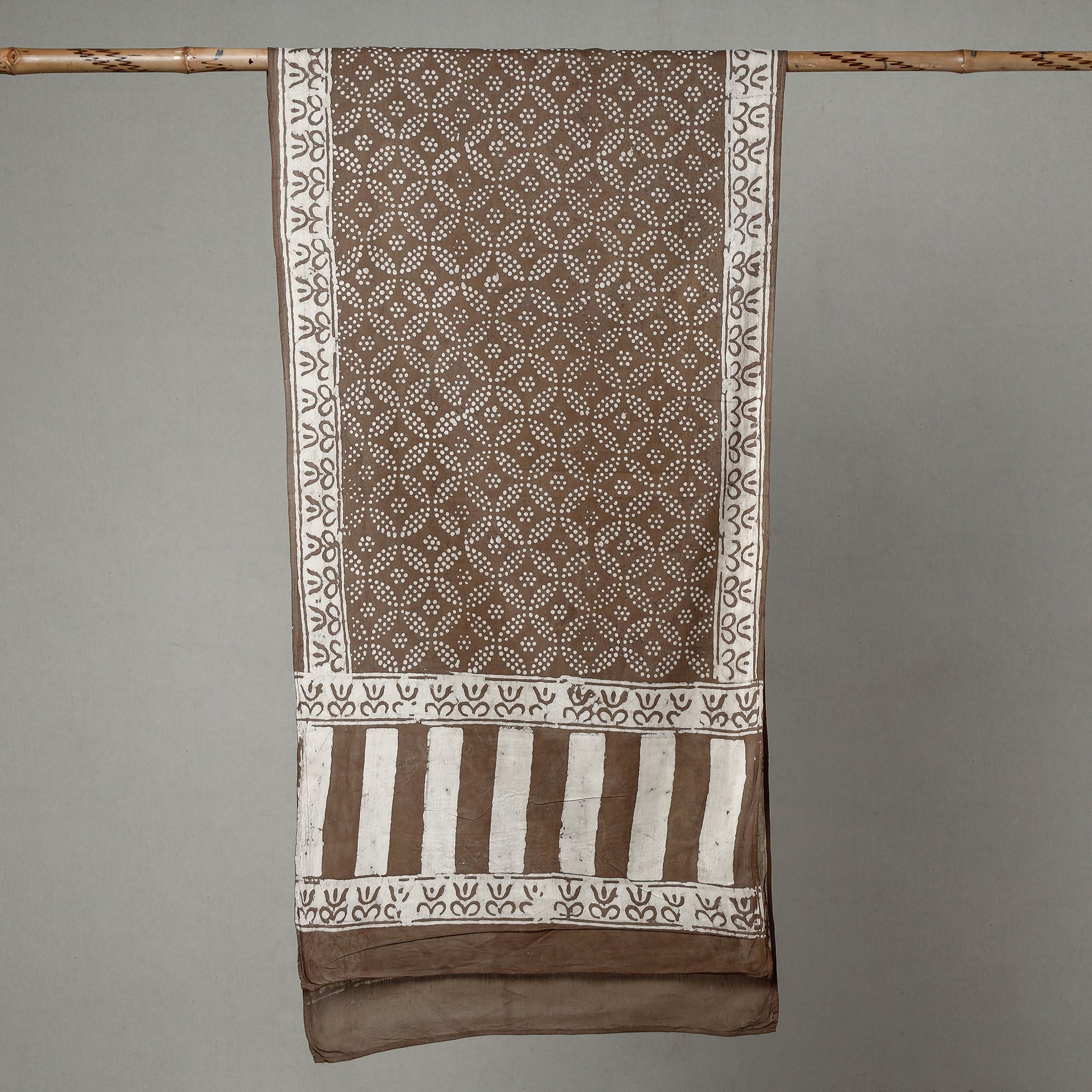 HAVELI CHRONICLES Brown - Pipad Block Printed Mul Cotton Stole - view 2