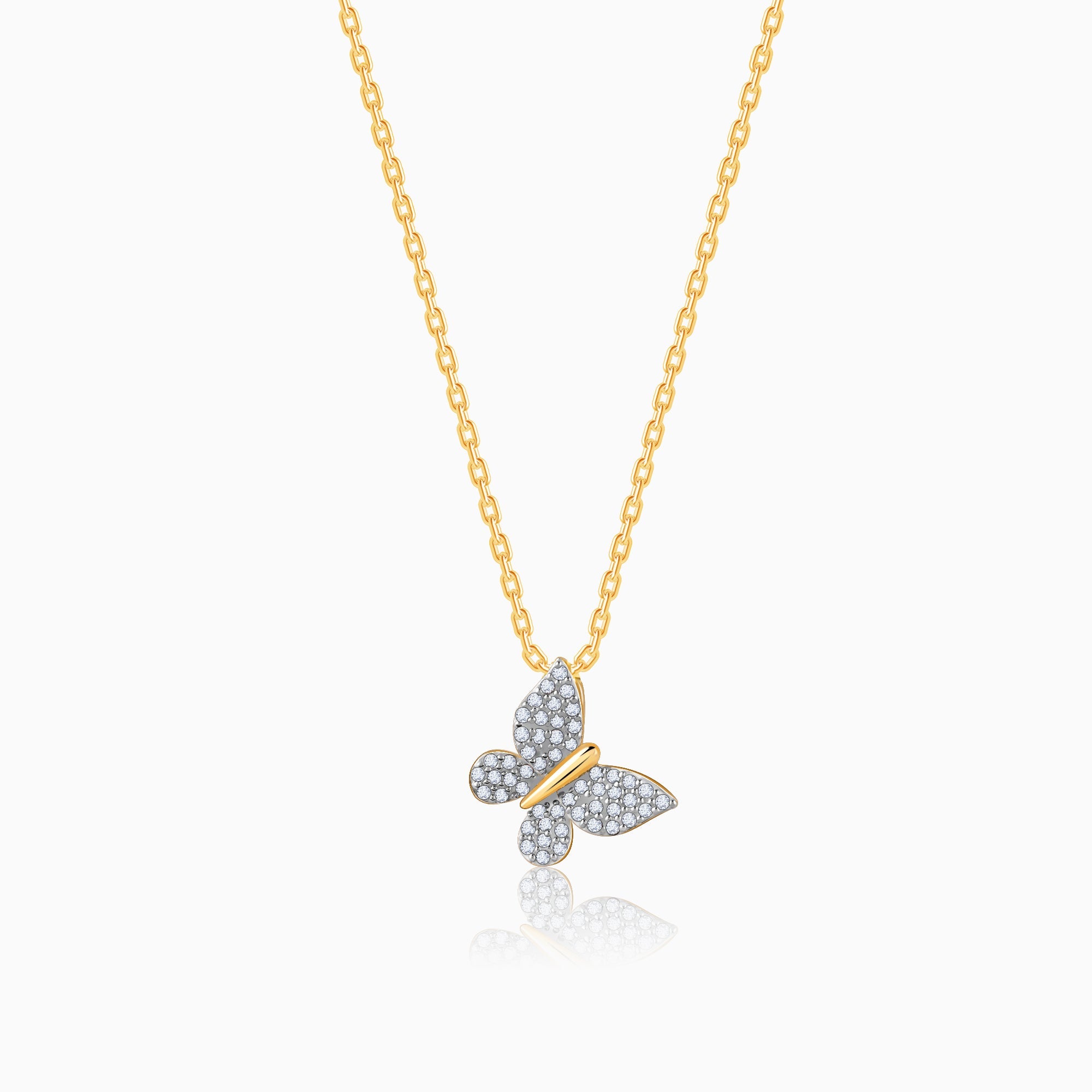 GIVA Jewellery Gold Migratory Butterfly Diamond Pendant
