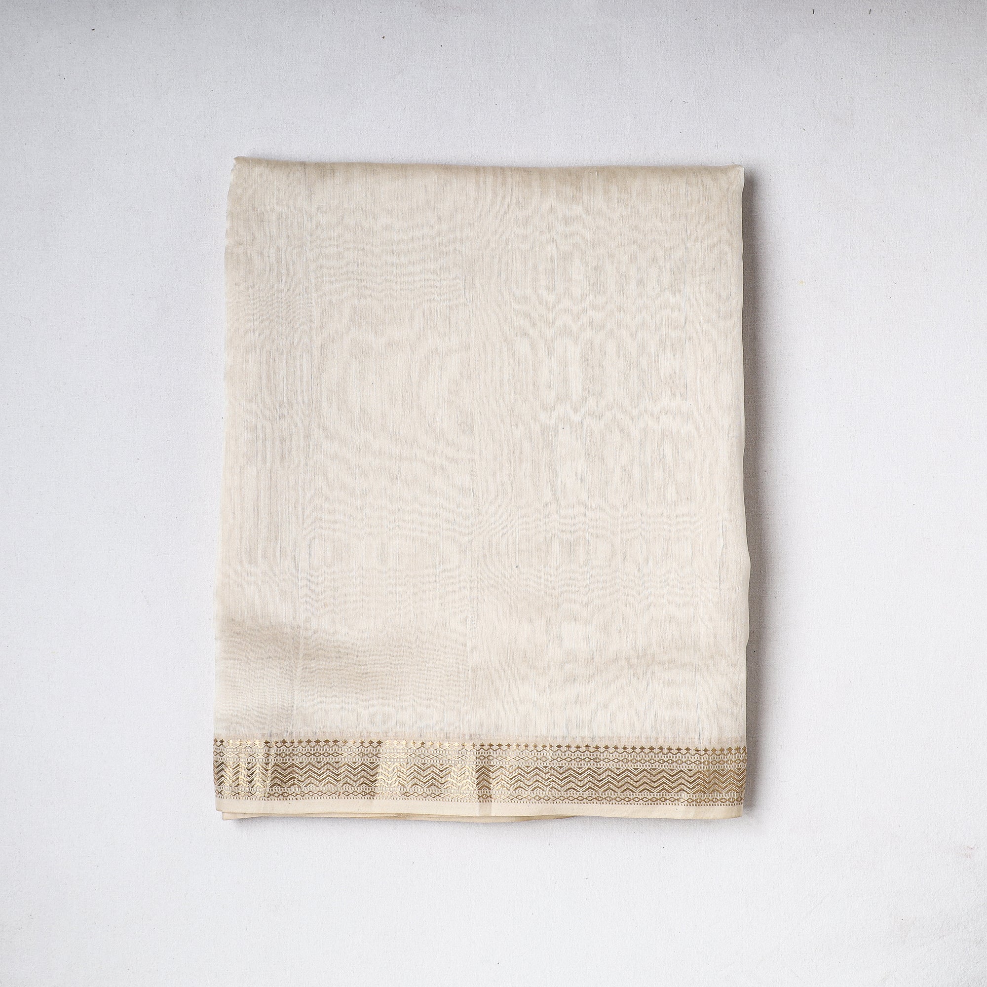CHANDERI BY RAUPH KHAN Beige - Traditional Chanderi Silk Handloom Precut Fabric (2.4 meter)