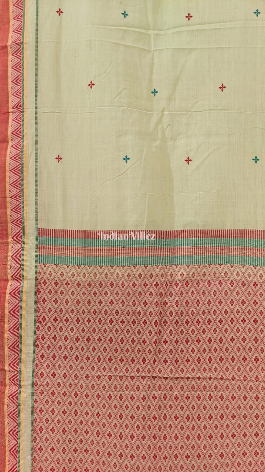 IndianVillèz Oinion Yellow Odisha Ikat Dongria Pure Cotton Saree - view 3