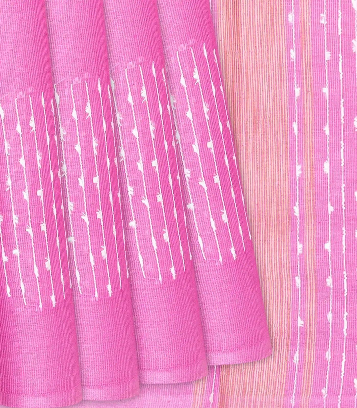 RmKV Bubble Gum Pink Woven Tussar Silk Saree With Diamond Motifs-BubbleGum Pink