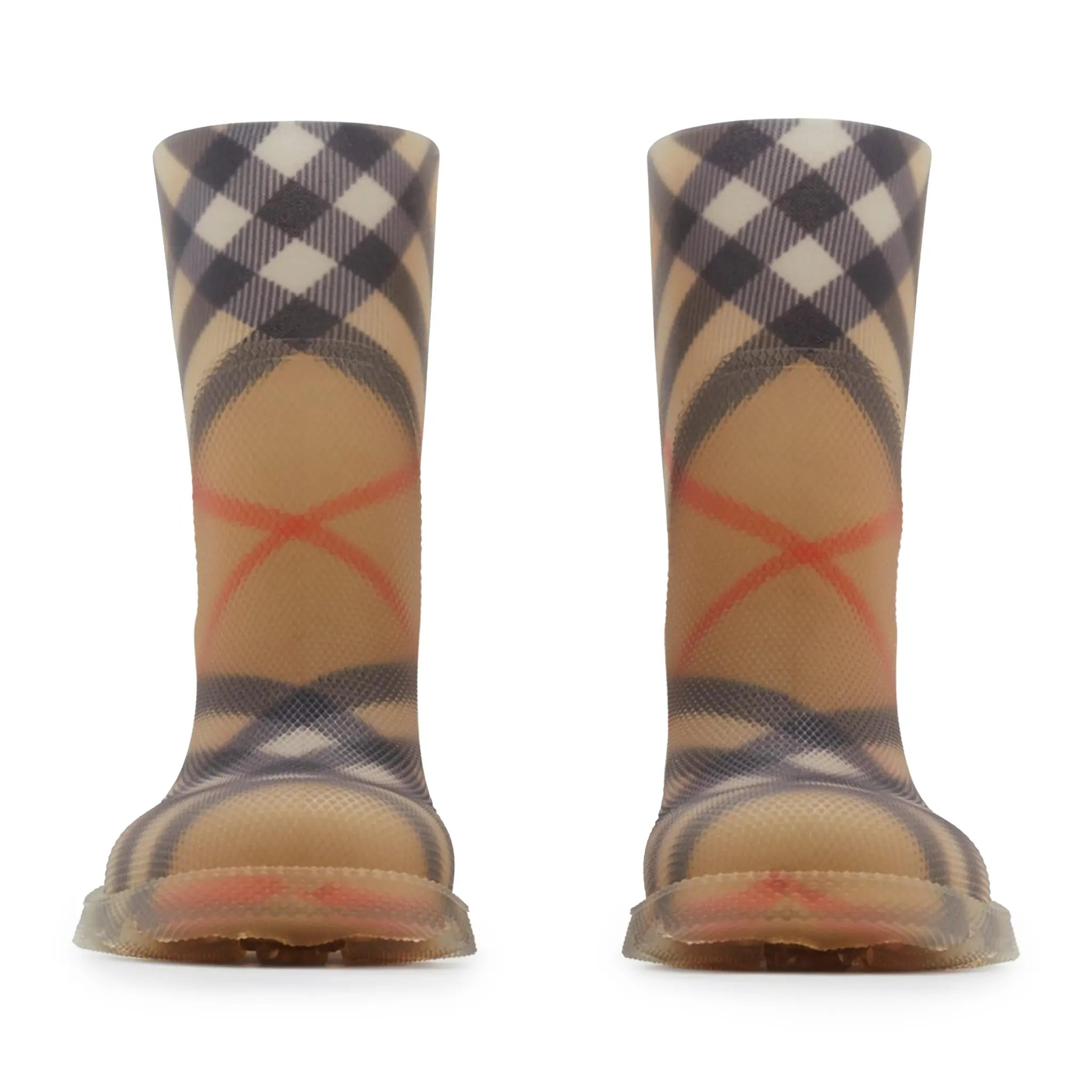 Burberry Kids Check Rubber Marsh Beige High Boots - view 2