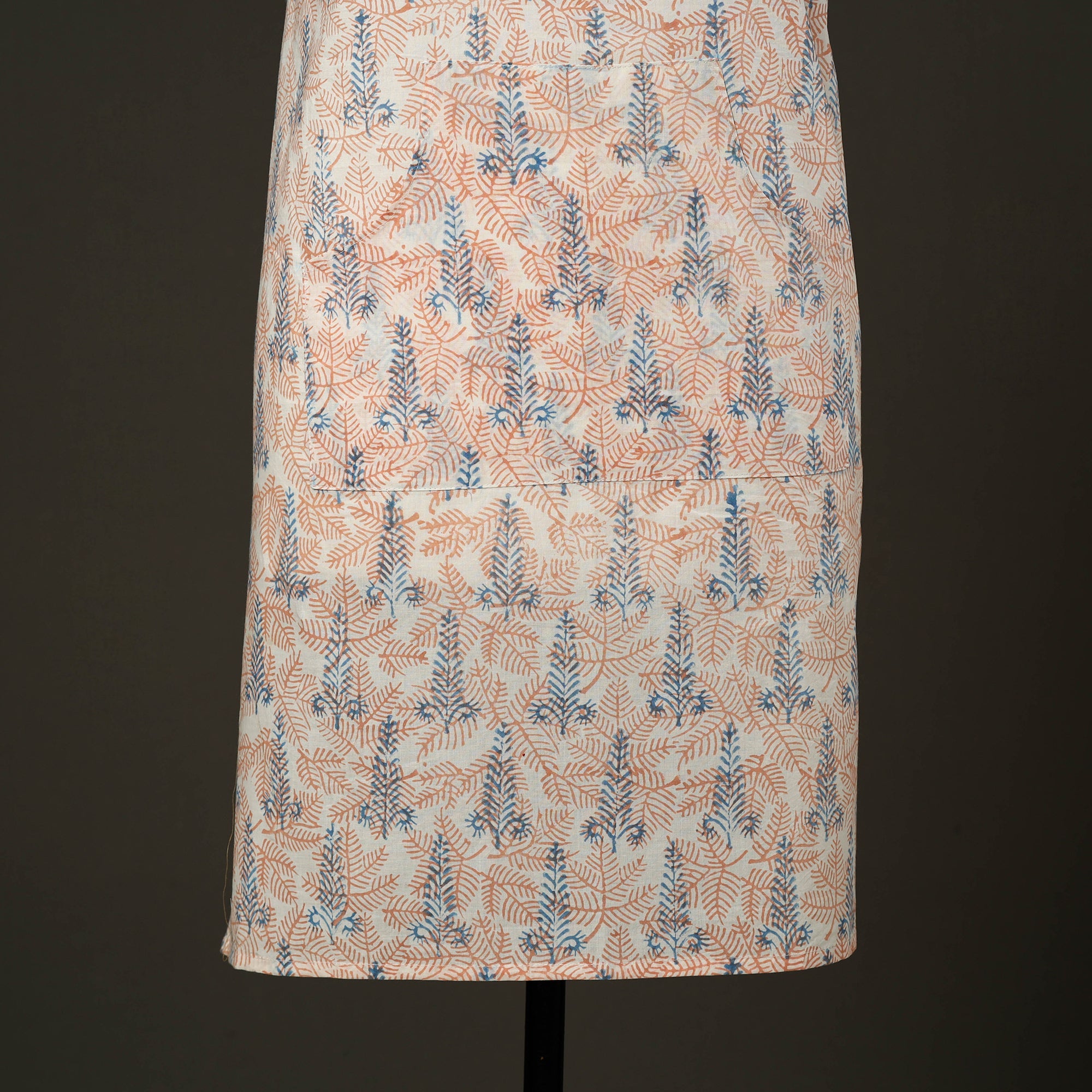 JALPARI Beige - Sanganeri Block Print Cotton Apron with Pocket 10 - view 2