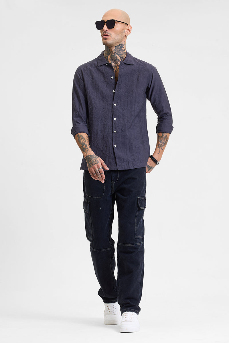 SNITCH Charcoal Grey Crinkle Shirt - view 3