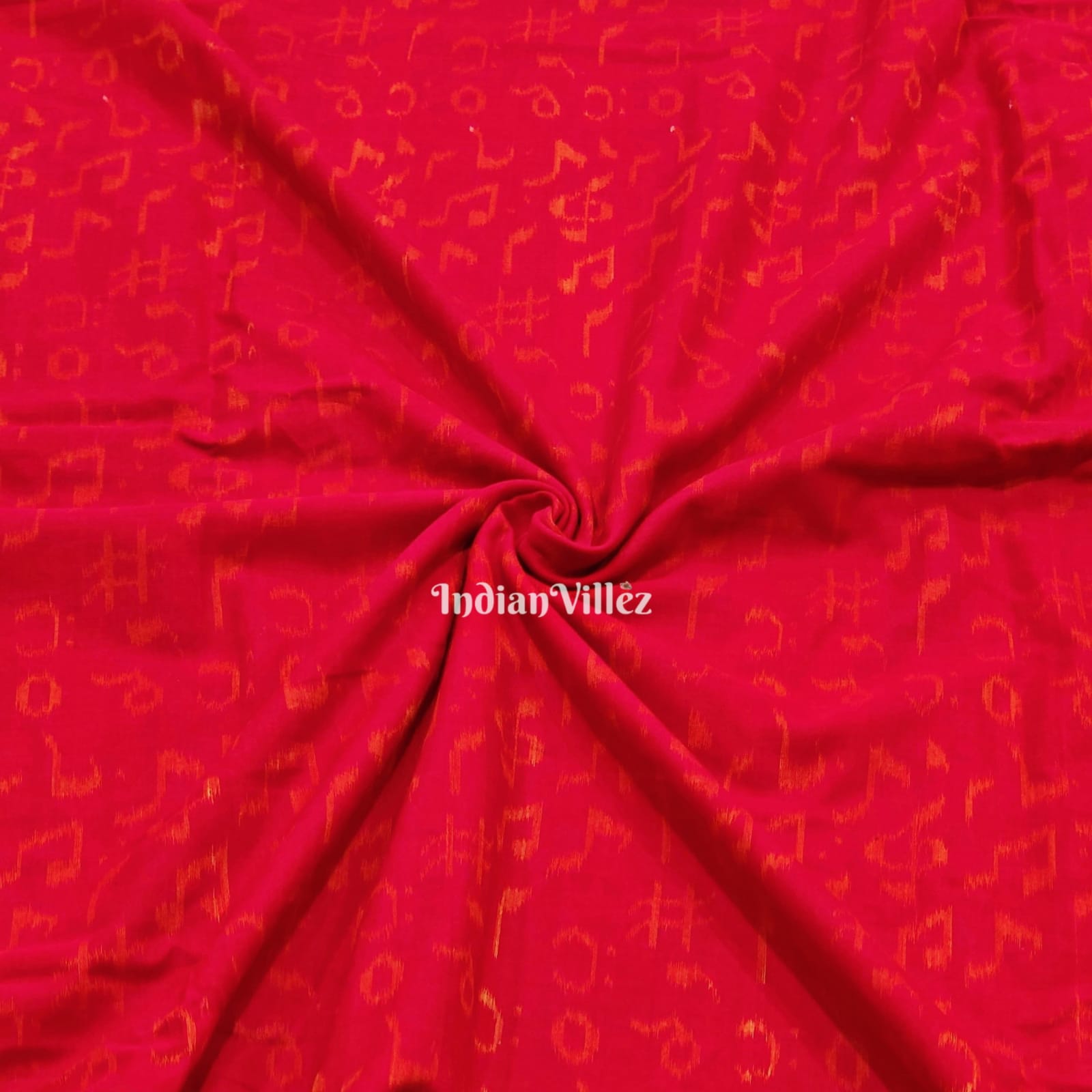 IndianVillèz Red Music Theme Sambalpuri Cotton Fabric