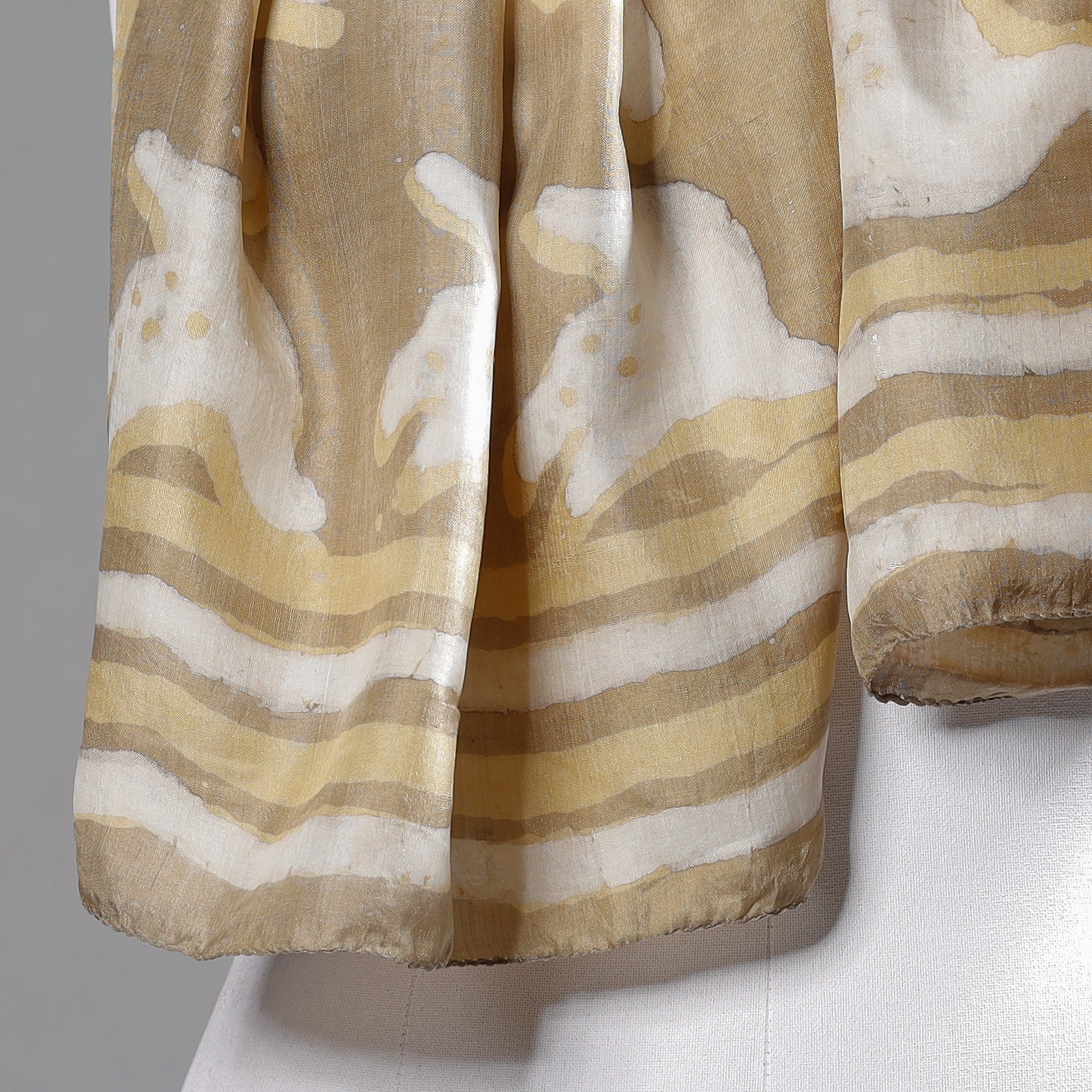 BINDAAS UNLIMITED Beige - Handspun Block Art Print Mulberry Silk Bindaas Stole - view 3
