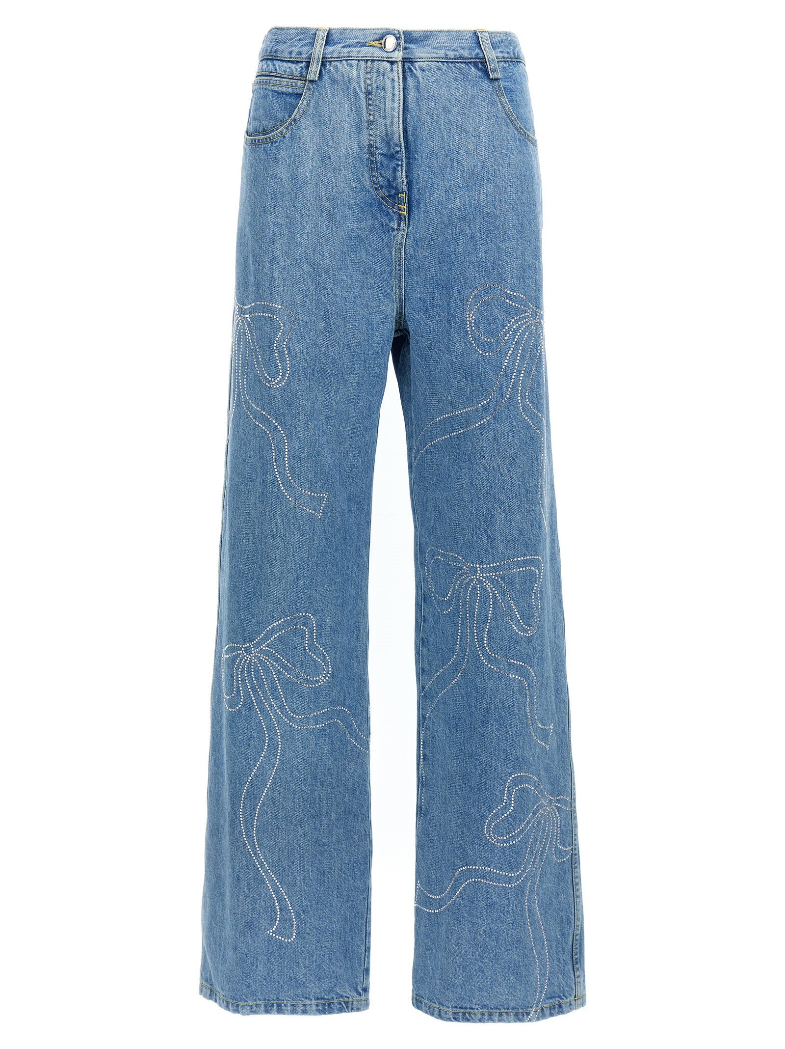 Mach & Mach Crystal Ribbon Hot Fix Jeans – 100% cotton
