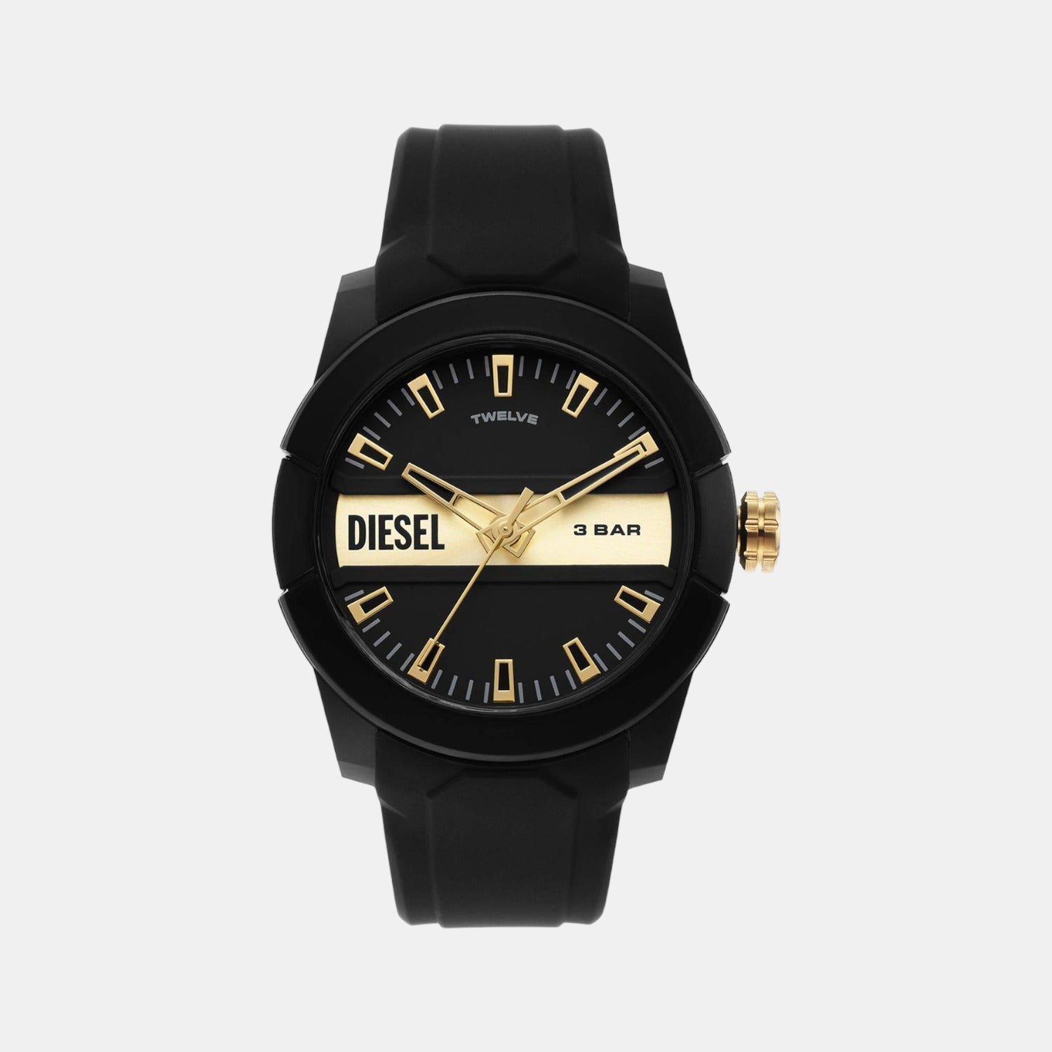Diesel Double Up Men Quartz Black Dial Analog Silicone Watch DZ1997
