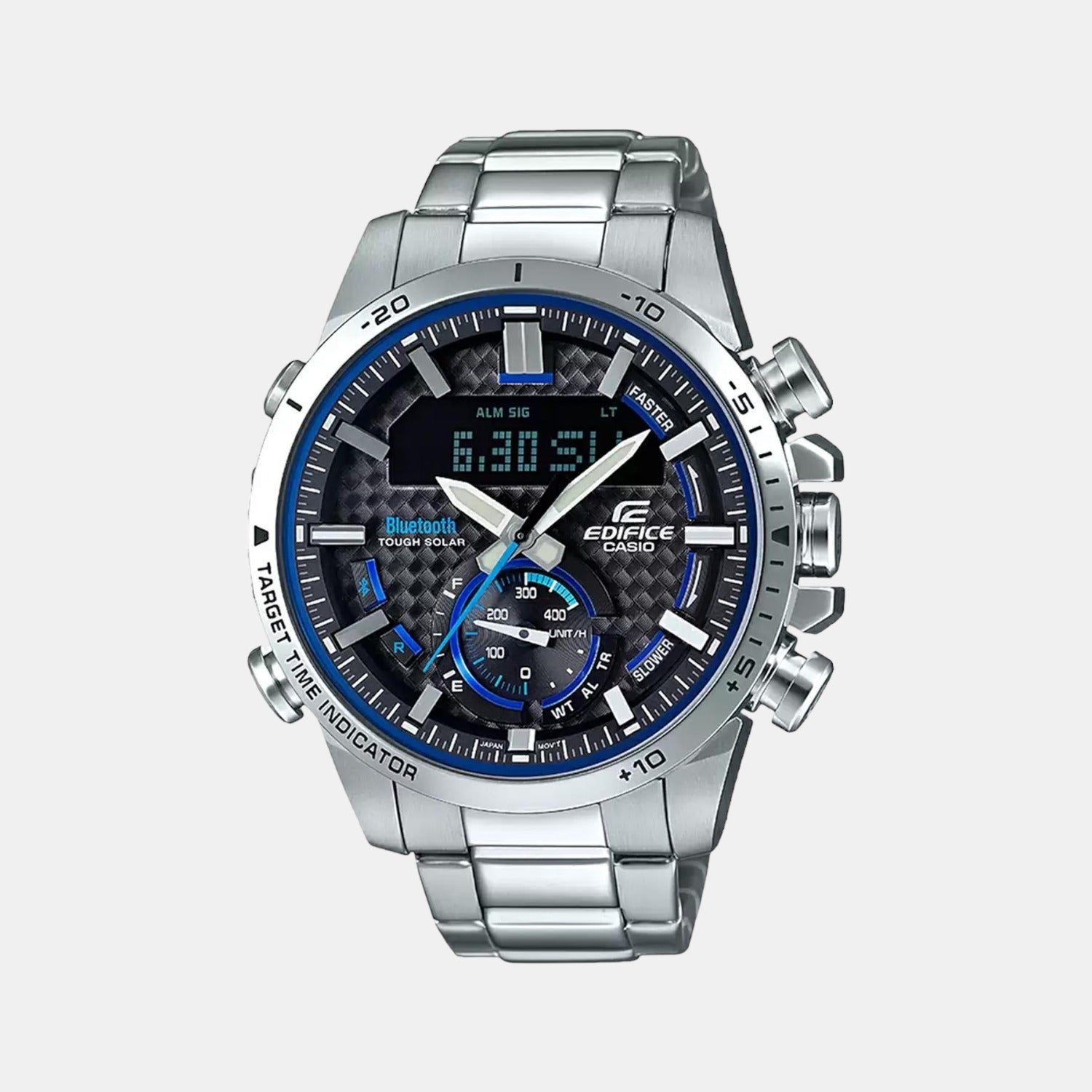 Casio Edifice Men Quartz Two Tone Dial Analog-Digital Stainless Steel Watch EX450