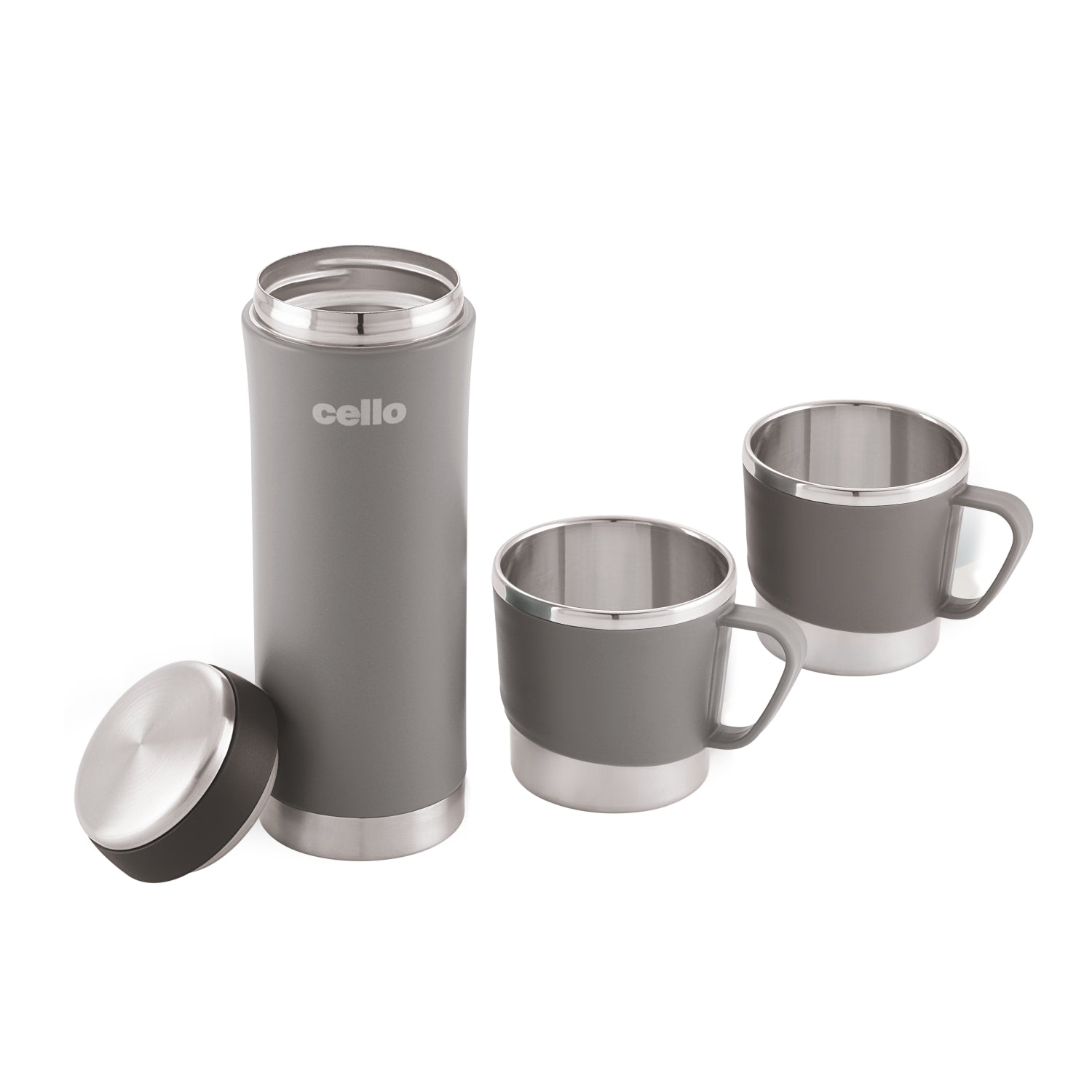 Cello My Cup Vacusteel Flask with Mugs Gift Set, 3 Pieces - view 2