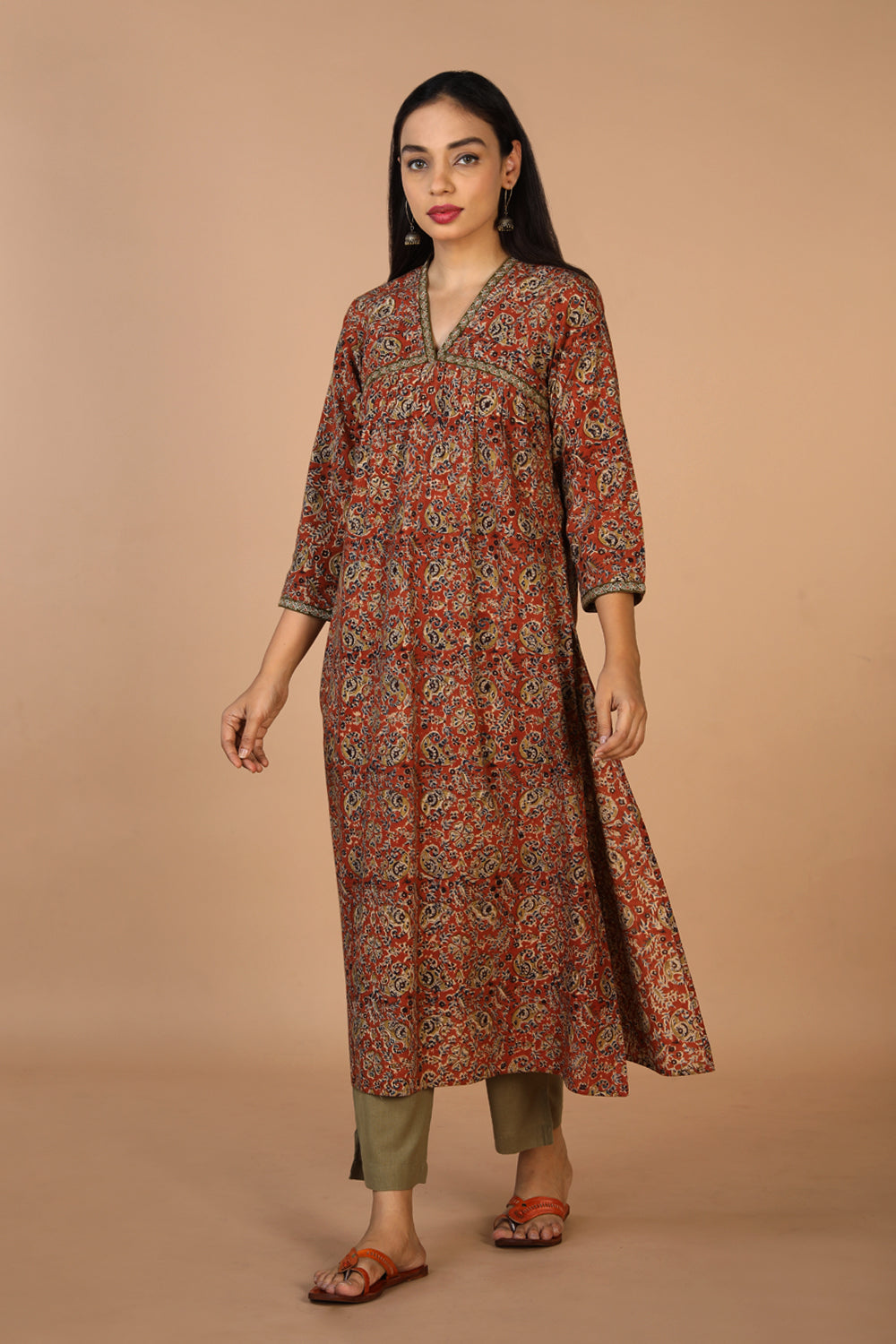 Kalanjali Ethnics Embroidered cotton kalamkari kurti
