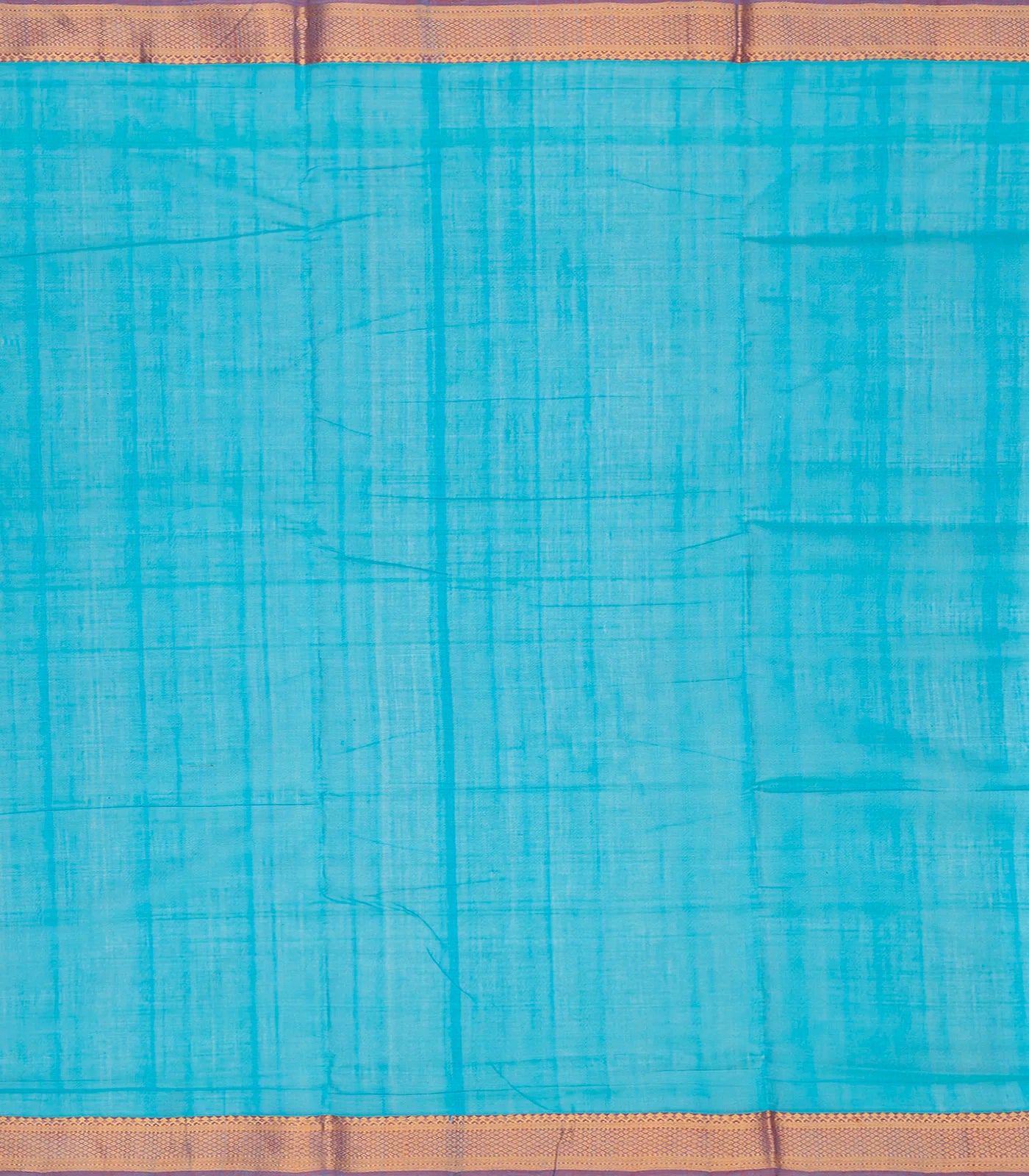 RmKV Cyan Handloom Mangalagiri Plain Cotton Saree-Cyan - view 4