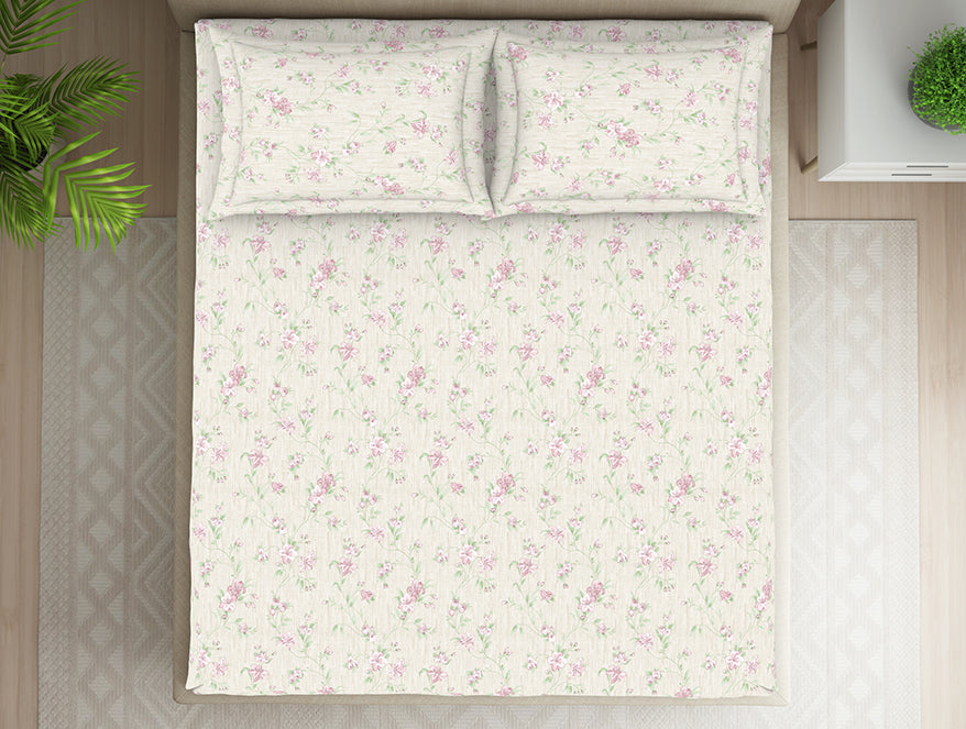 Spaces India Gloral Pink Polycotton Fitted Queen Harmony - By Welspun - view 3