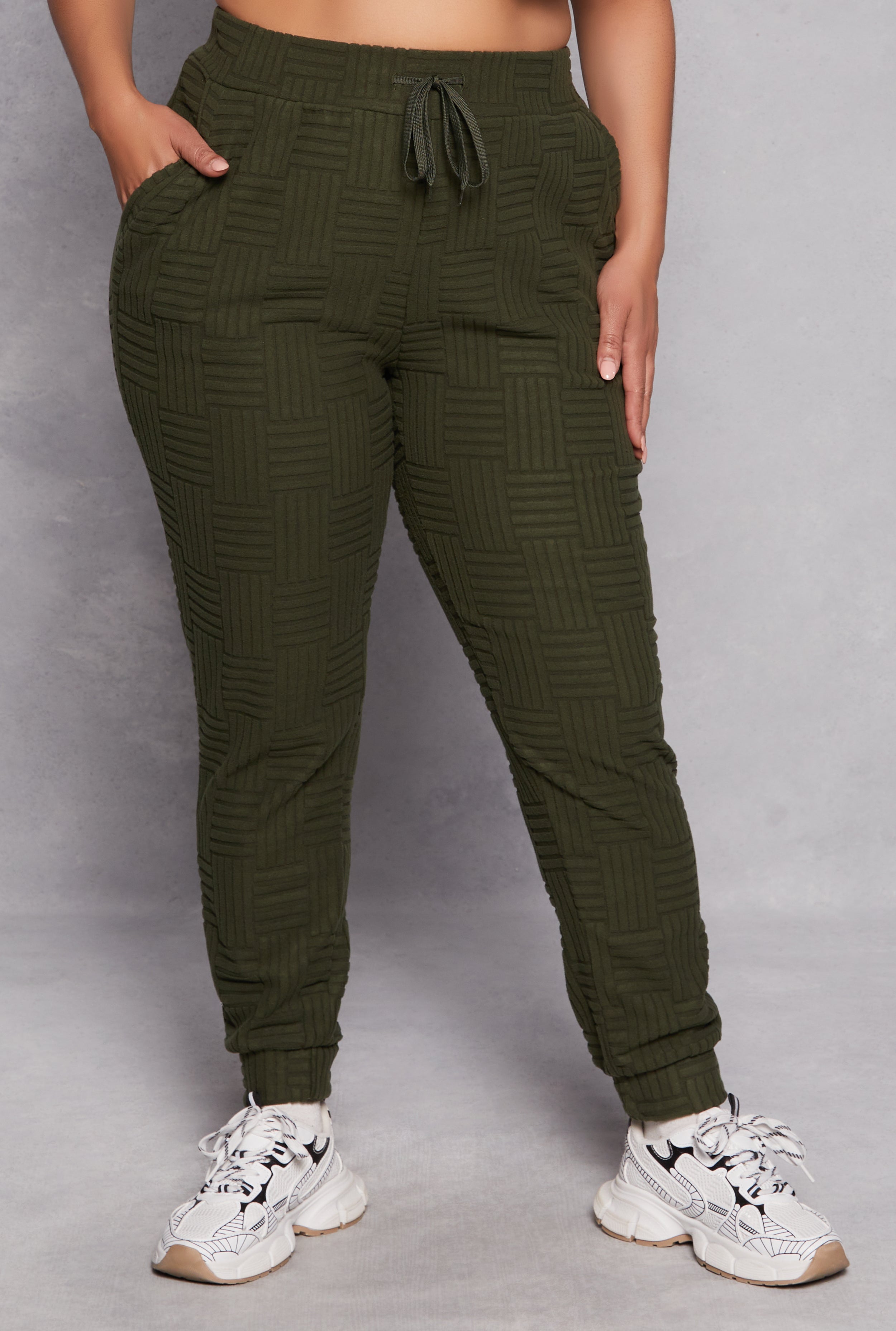 Rainbow Shops Plus Size Geometric Embossed Joggers - view 2